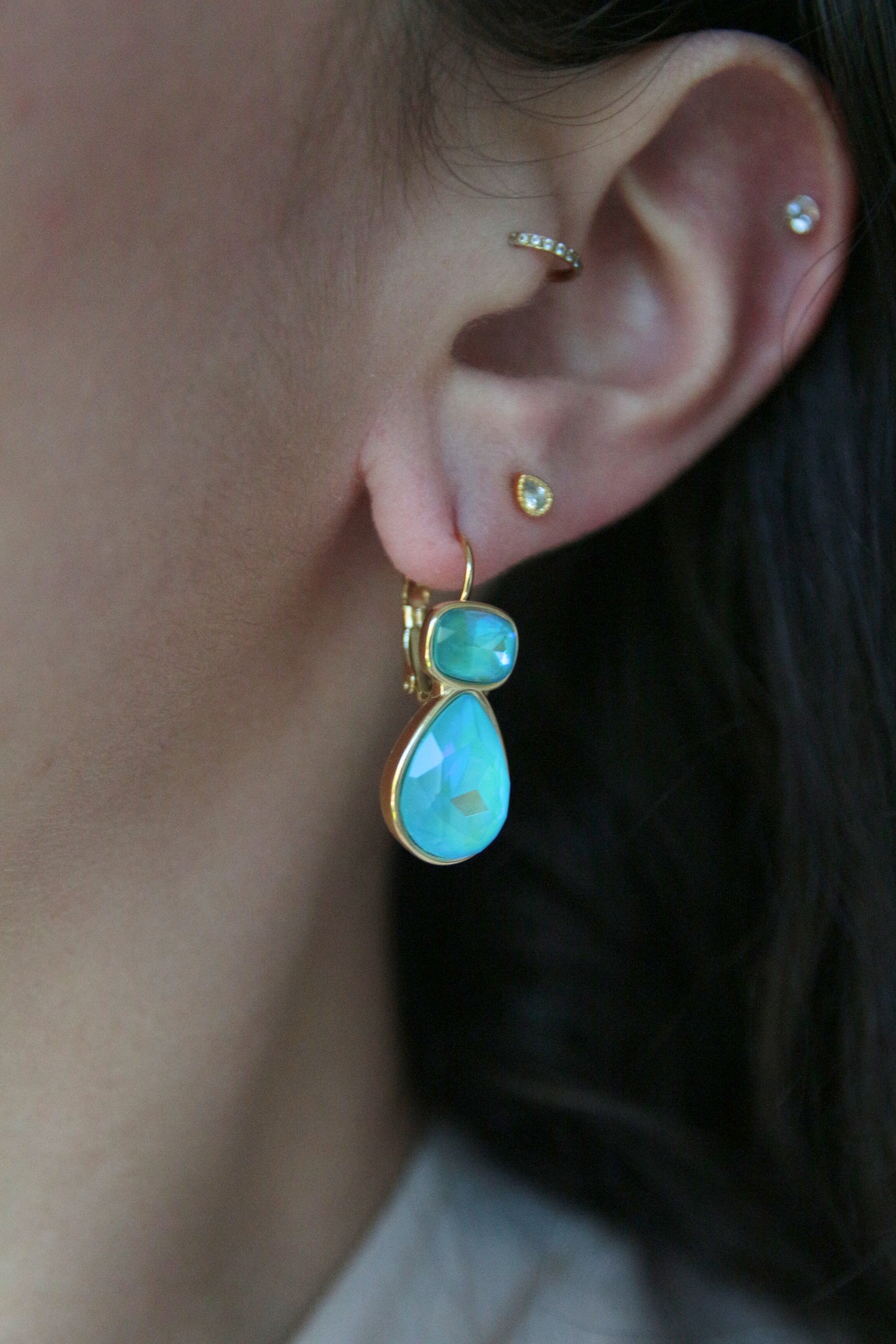 Boucles d'oreilles zircons colorés