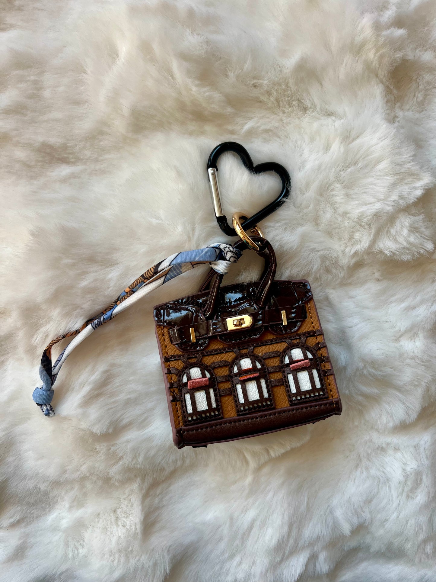 Porte clé mini sac fenêtres chocolat - BABY HANNA