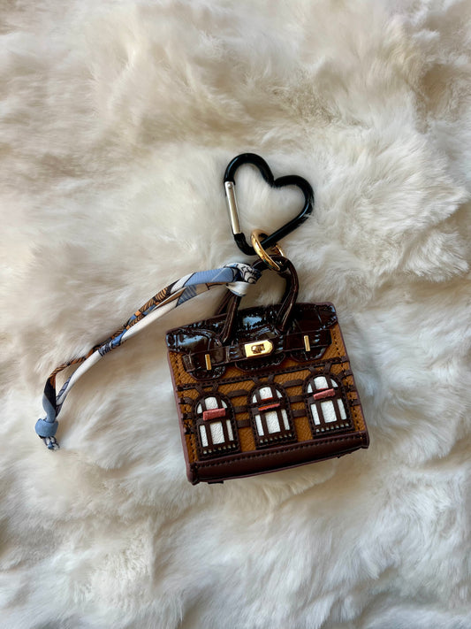 Porte clé mini sac fenêtres chocolat - BABY HANNA