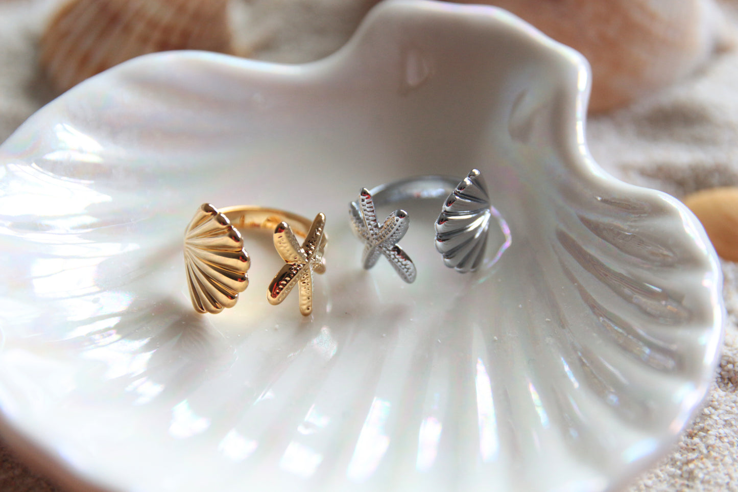Bague ouverte étoile de mer coquillage - OCEAN