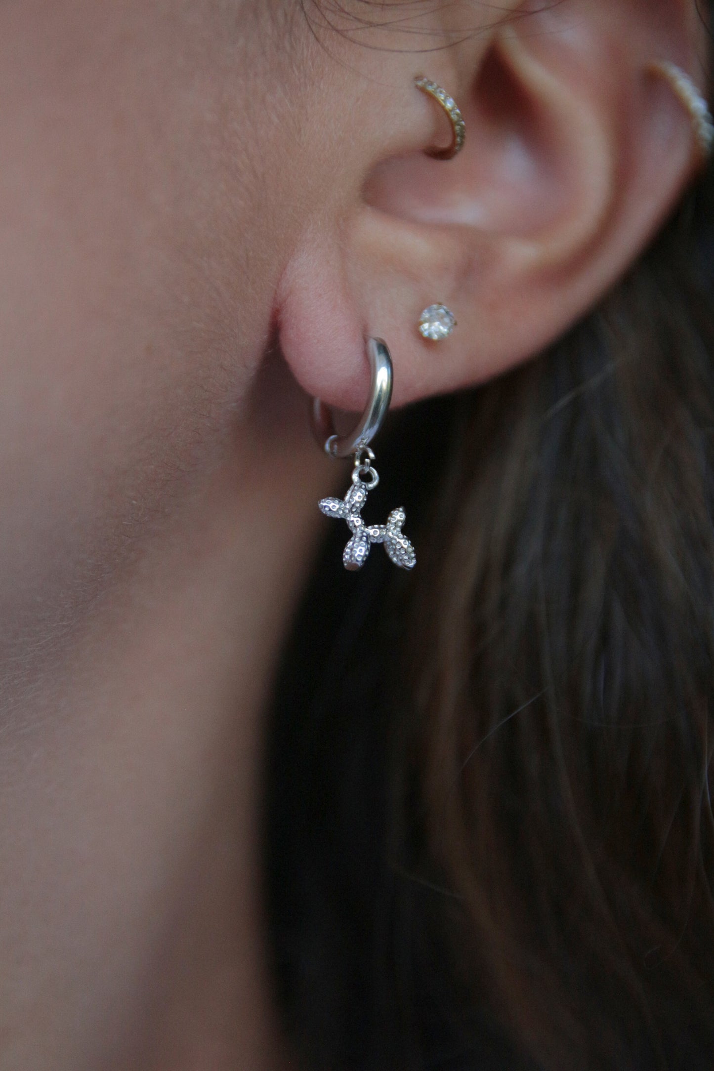 Boucles d'oreilles chien argenté - DOGGY