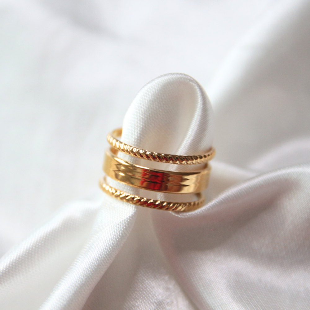 Bague triple anneaux dorée - NALA
