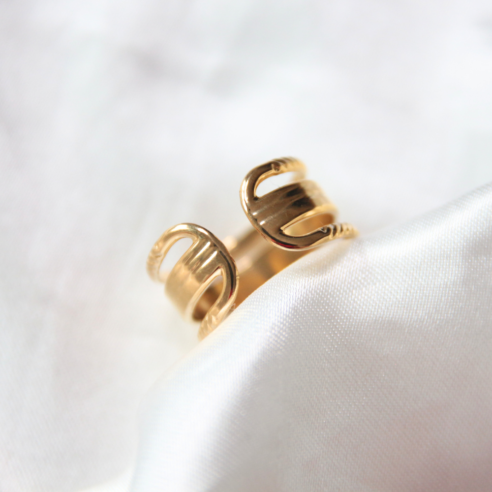 Bague triple anneaux dorée - NALA