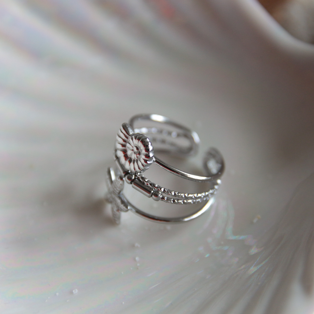 Bague étoile de mer coquillage - ARGENTE