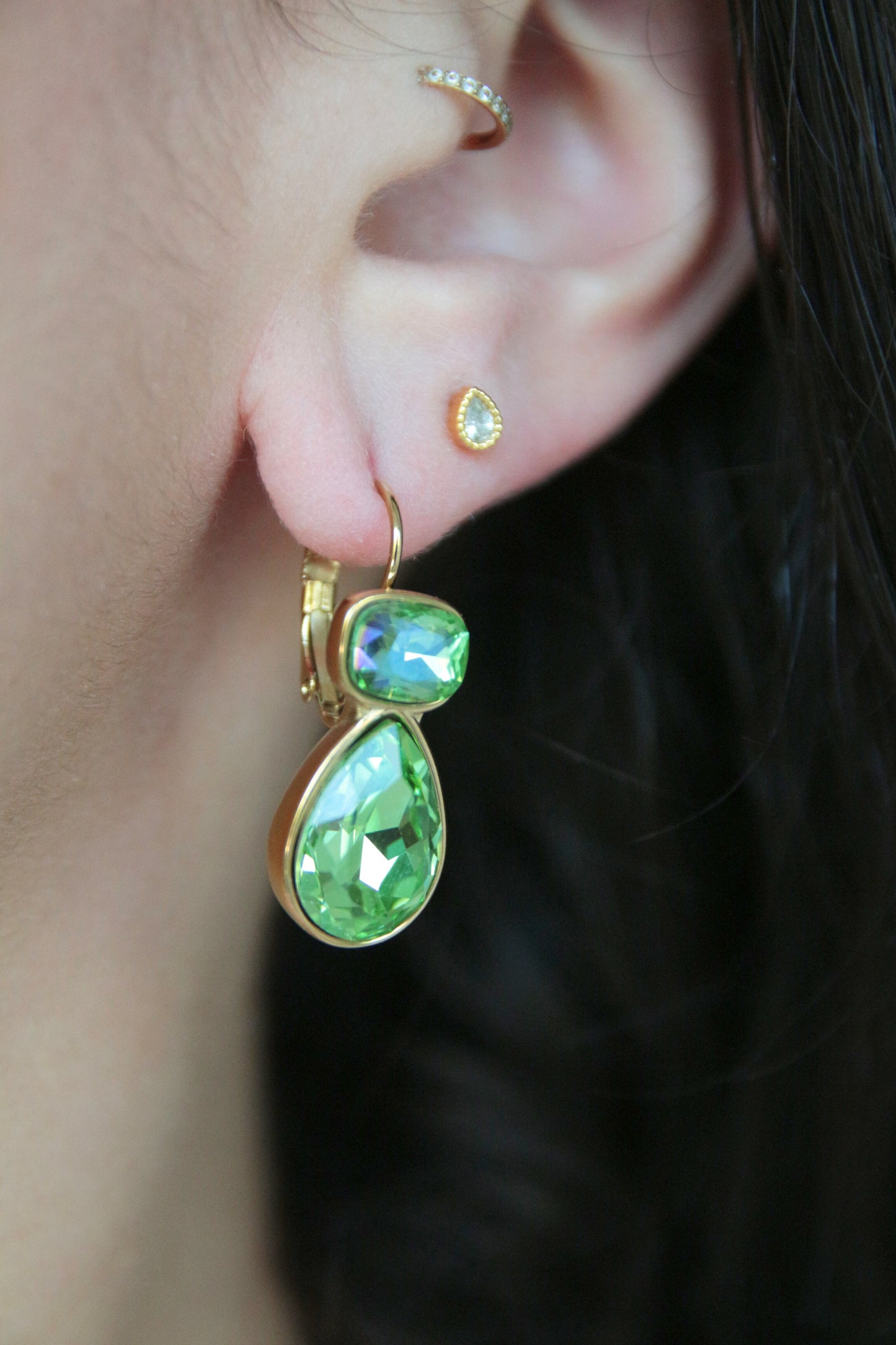 Boucles d'oreilles zircons colorés