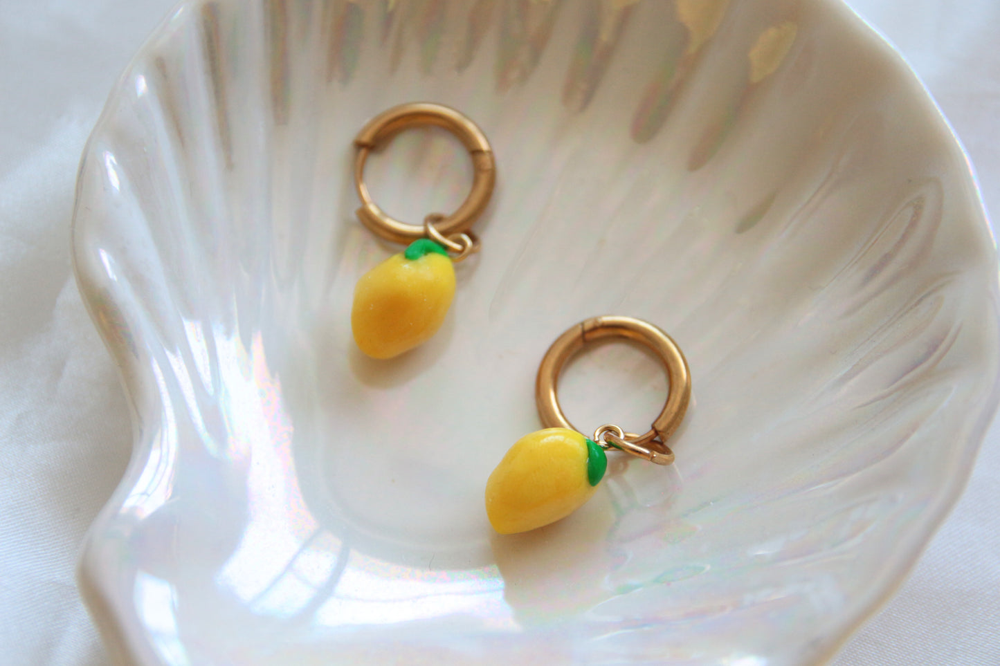 Boucles d'oreilles citrons fimo (petit) - FAIT MAIN