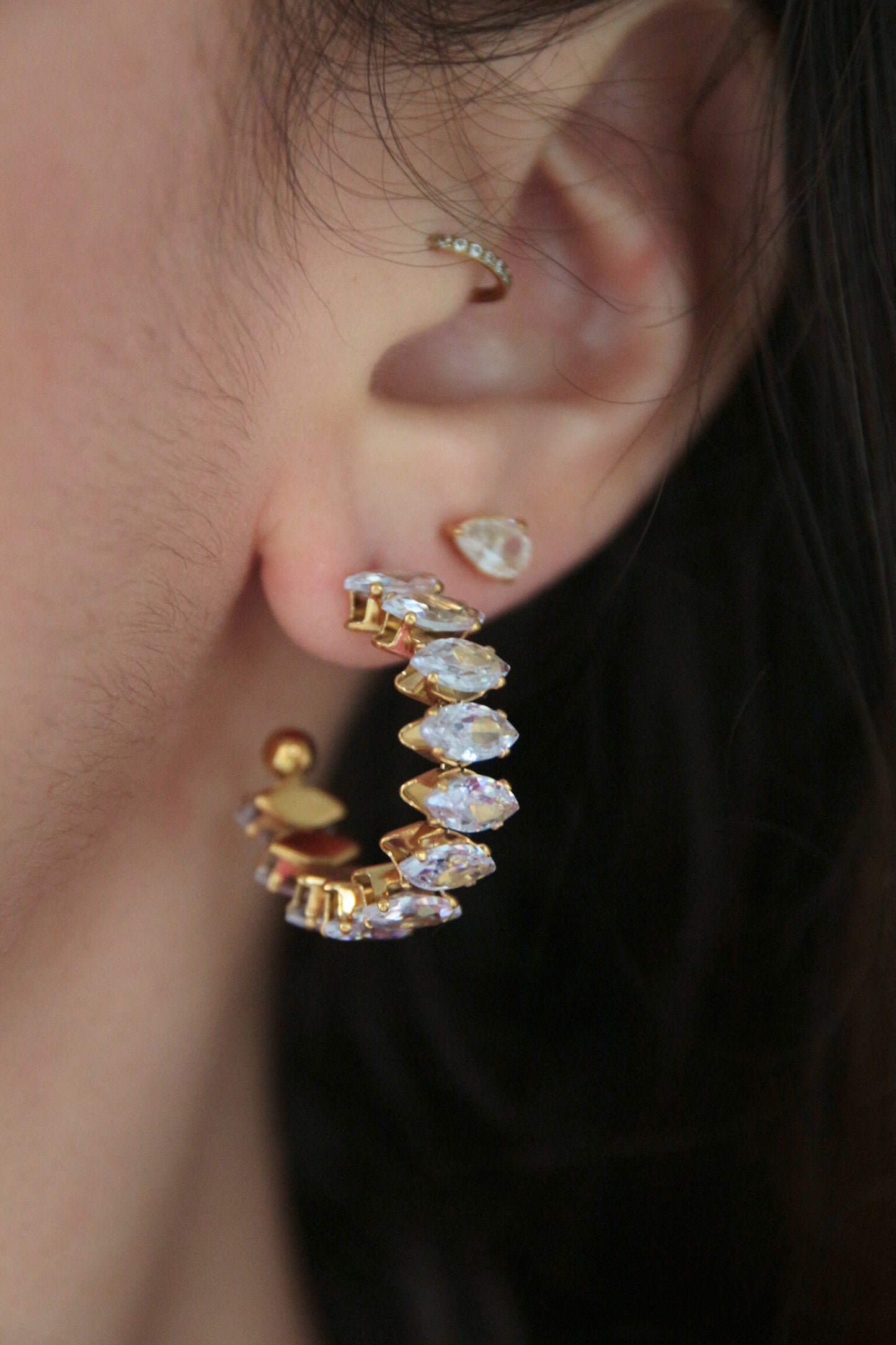 Créoles ouvertes strass - EVE
