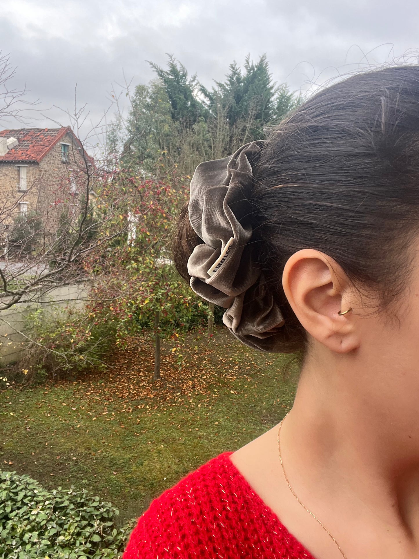 Chouchou velour taupe XXL