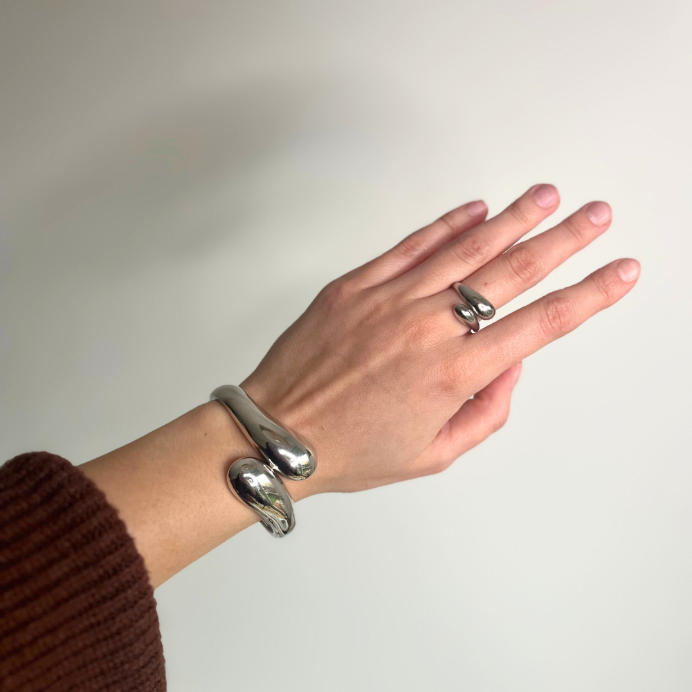 Bague goutte argentée - ALICIA