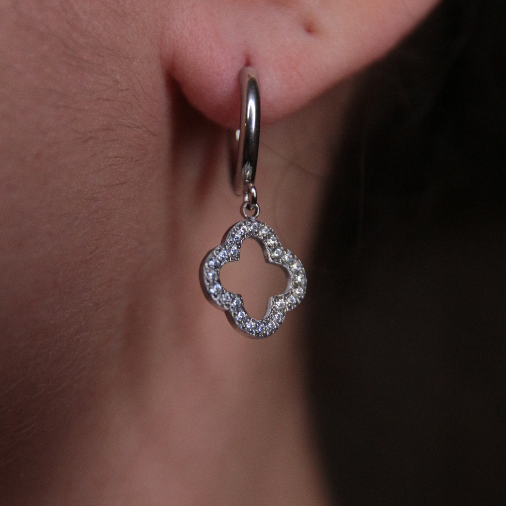 Boucles trèfles strass - Nélia