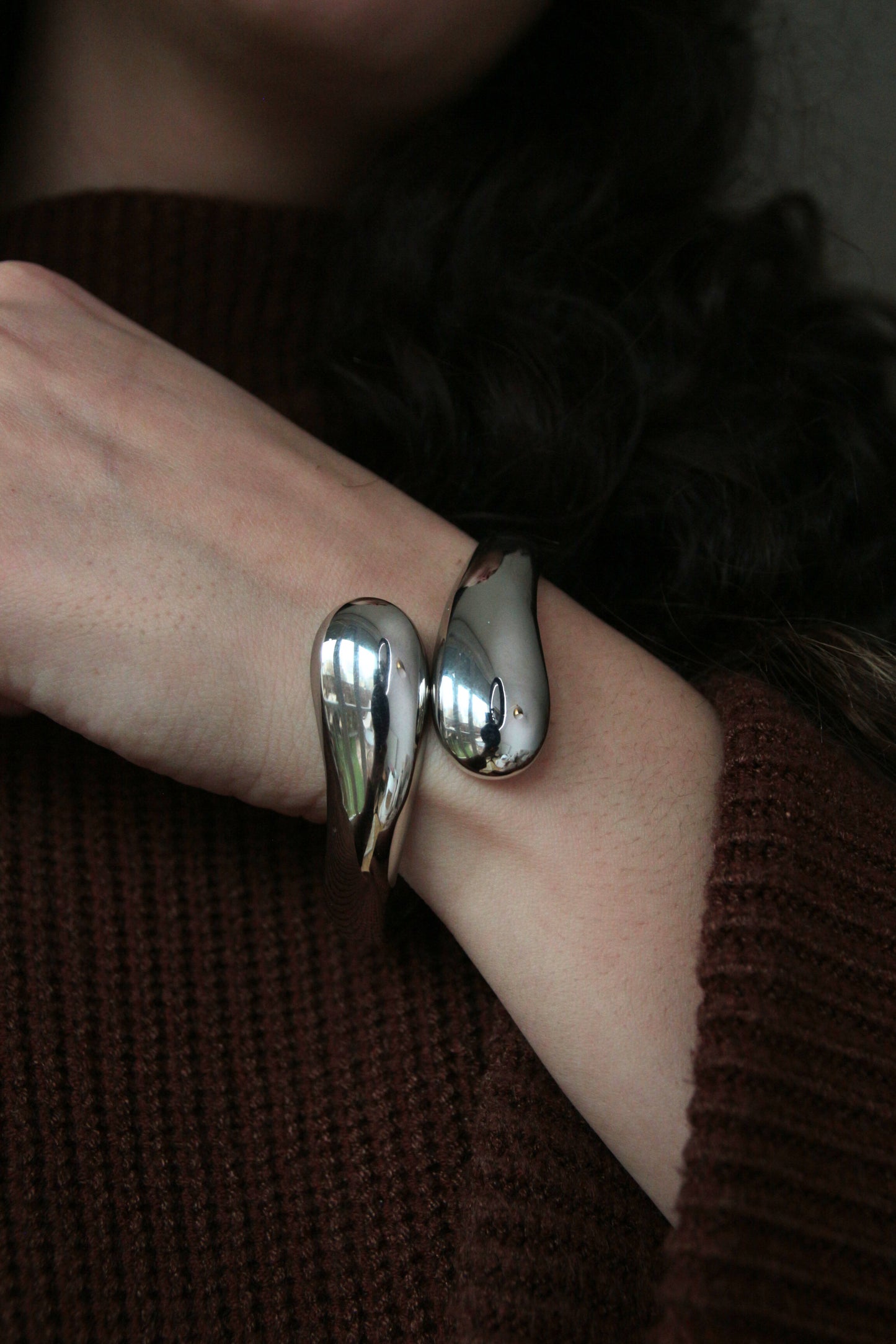 Bracelet jonc goutte argenté - ALICIA