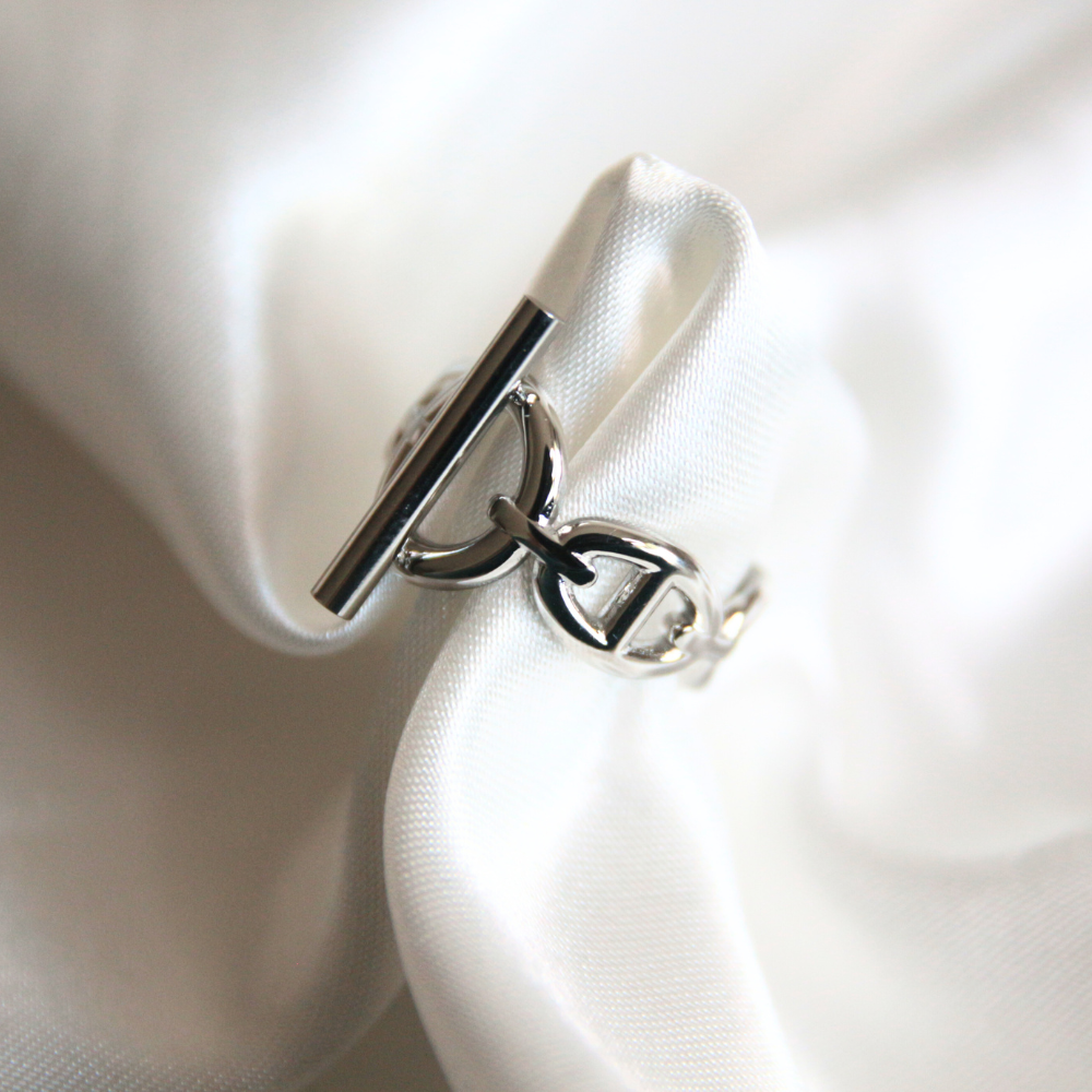 Bague maille marine argentée - MARINA