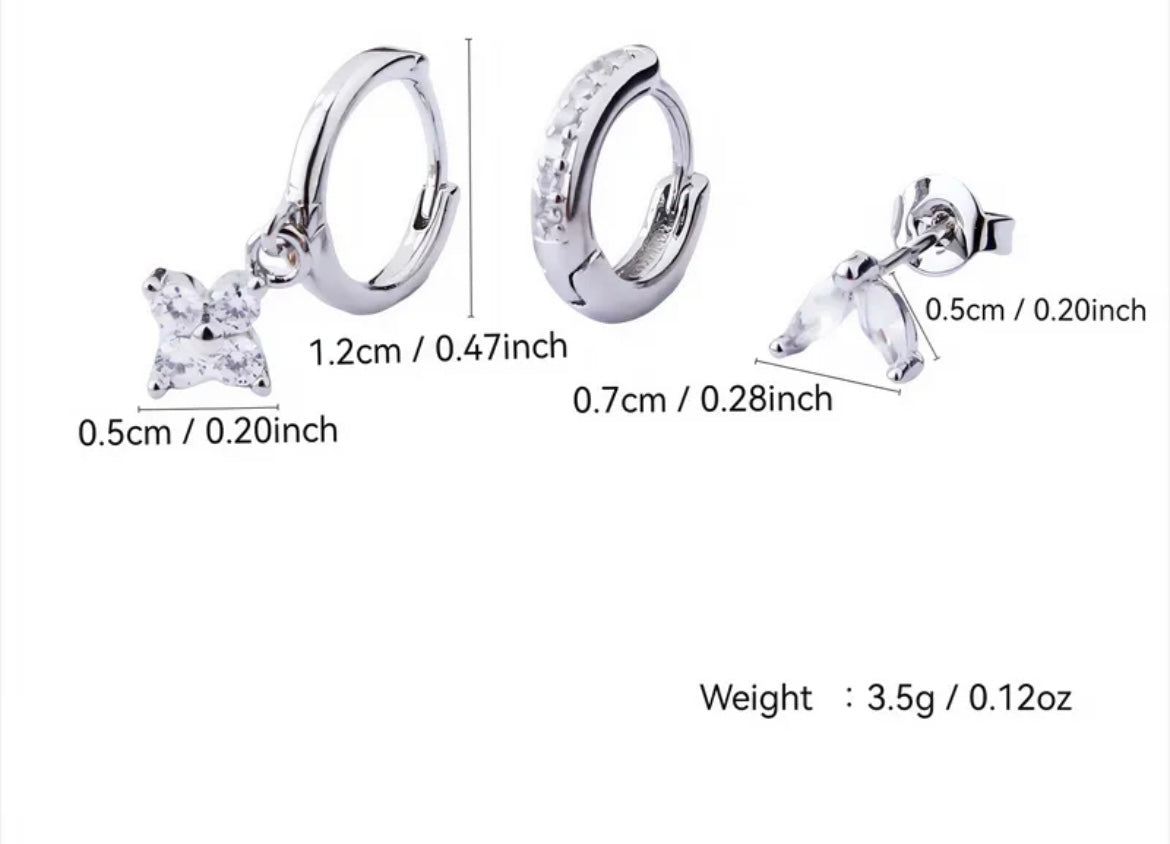 Composition piercings oreille - ARGENTĂ