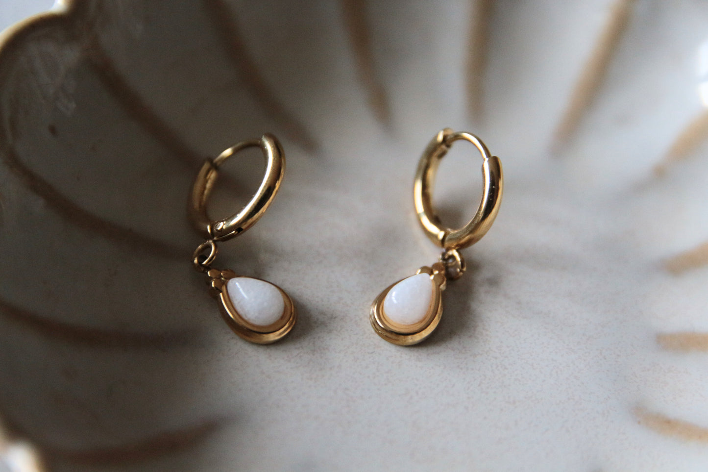 Boucles d'oreilles pierre goutte - AURORE