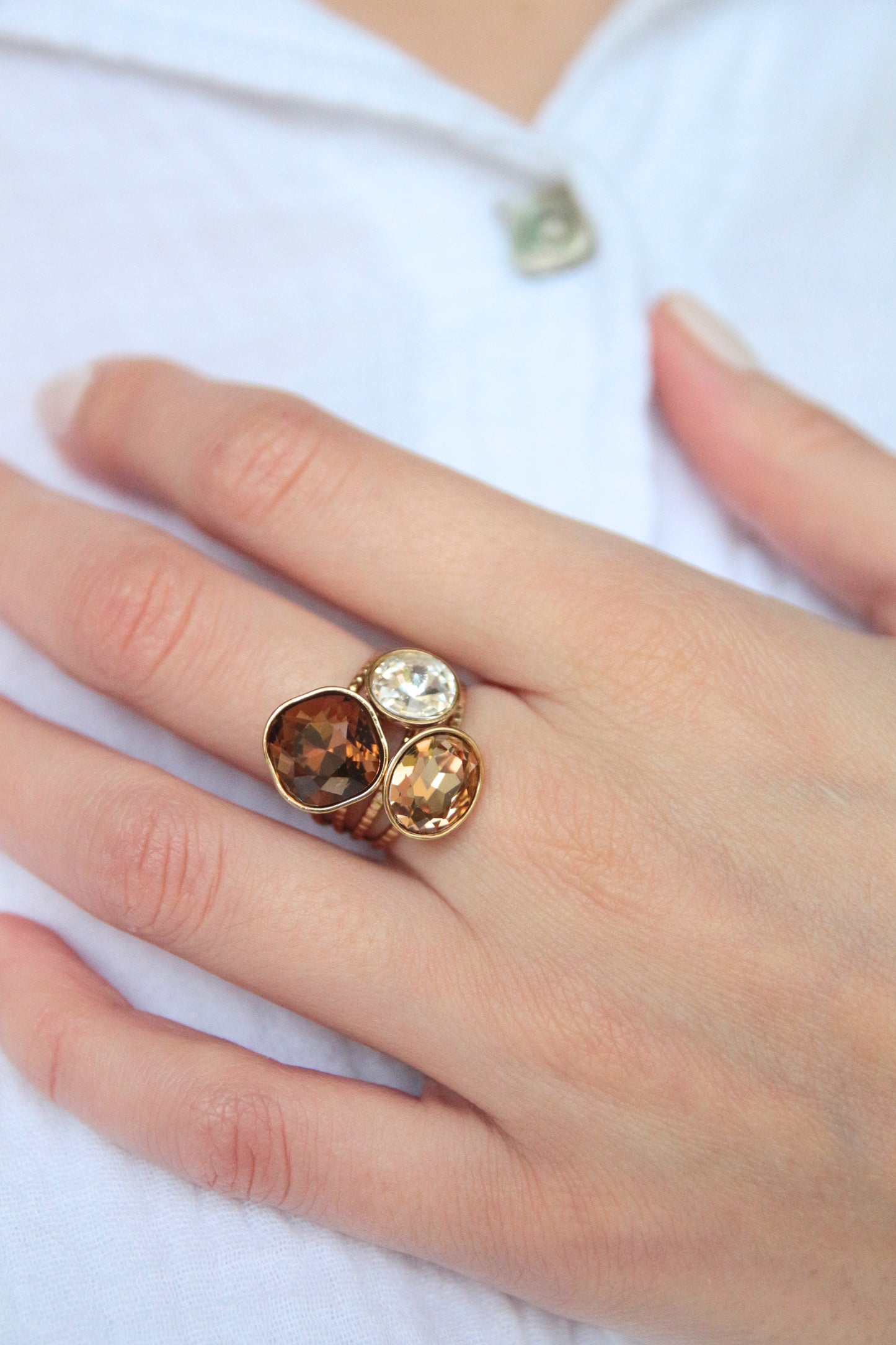 Bague cristaux marron - MALIA