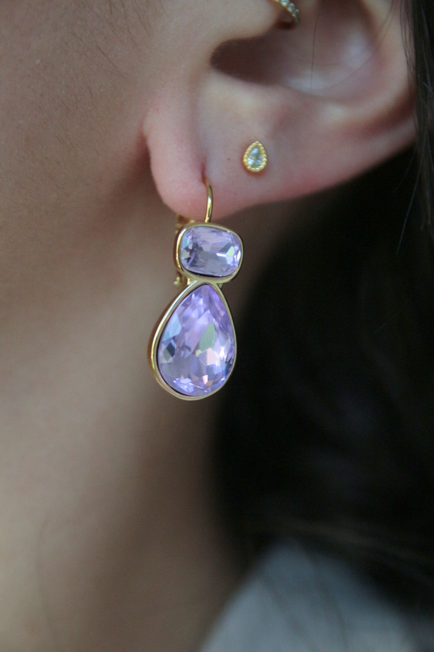 Boucles d'oreilles zircons colorés
