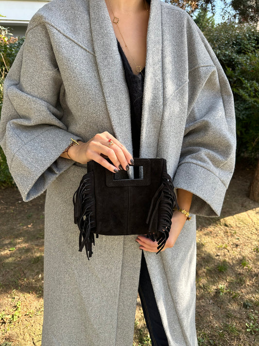 Sac bandoulière daim noir - MAYA