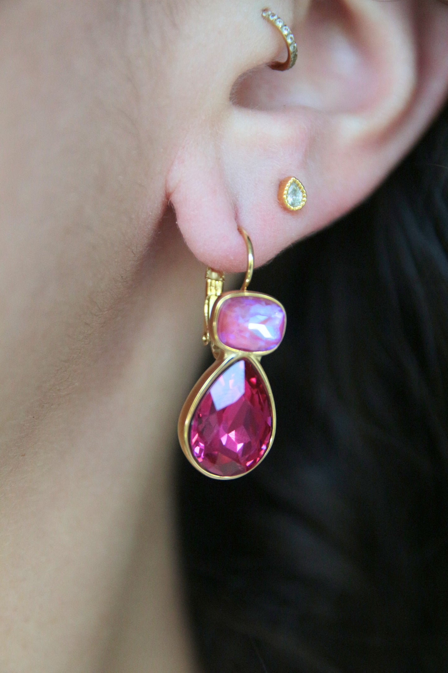 Boucles d'oreilles zircons colorés