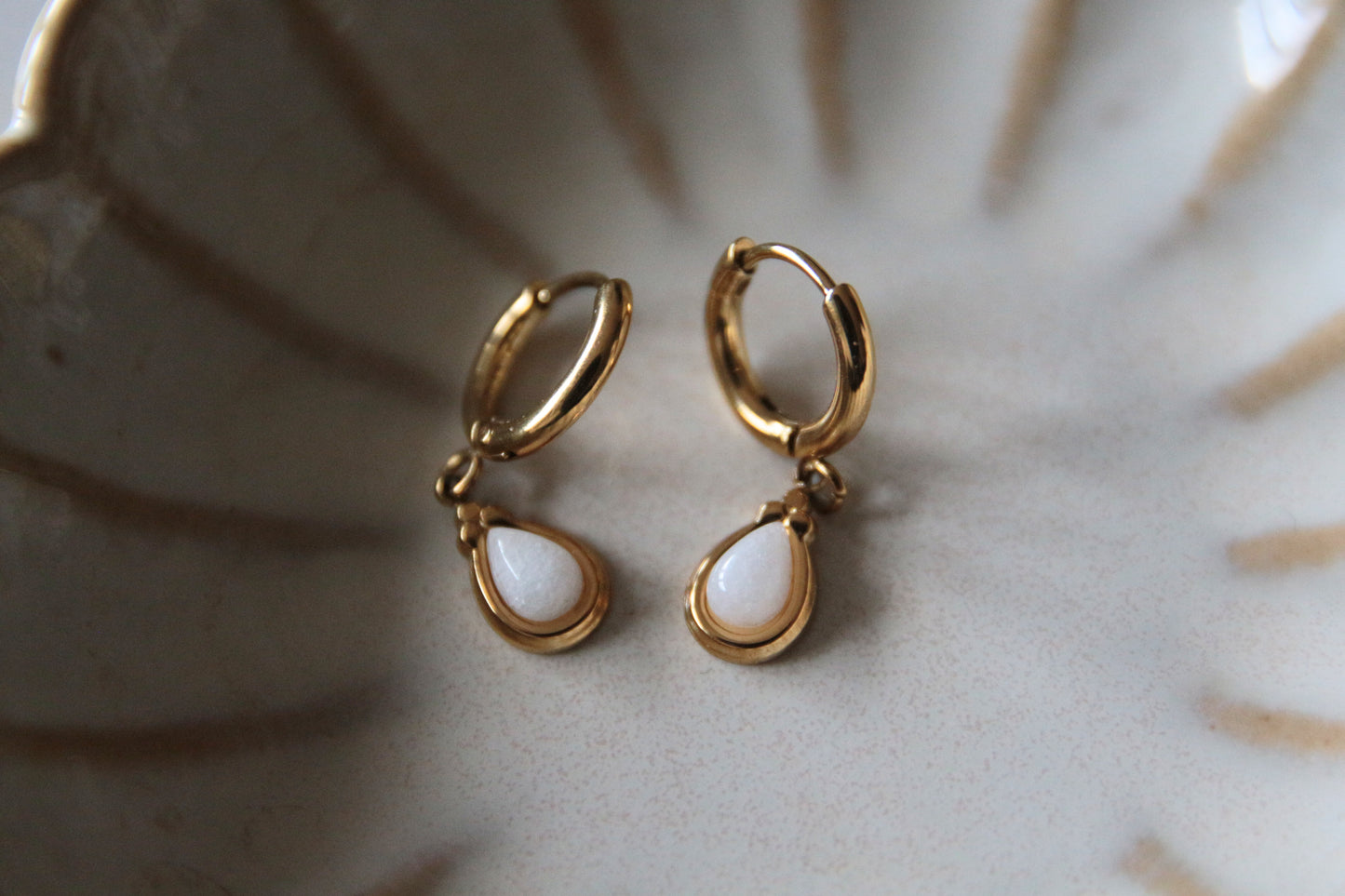 Boucles d'oreilles pierre goutte - AURORE