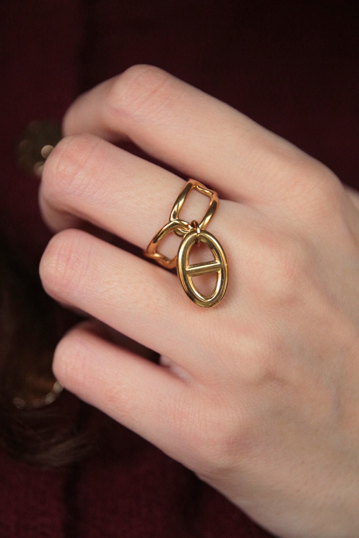 Bague breloque marine dorée - LYNA
