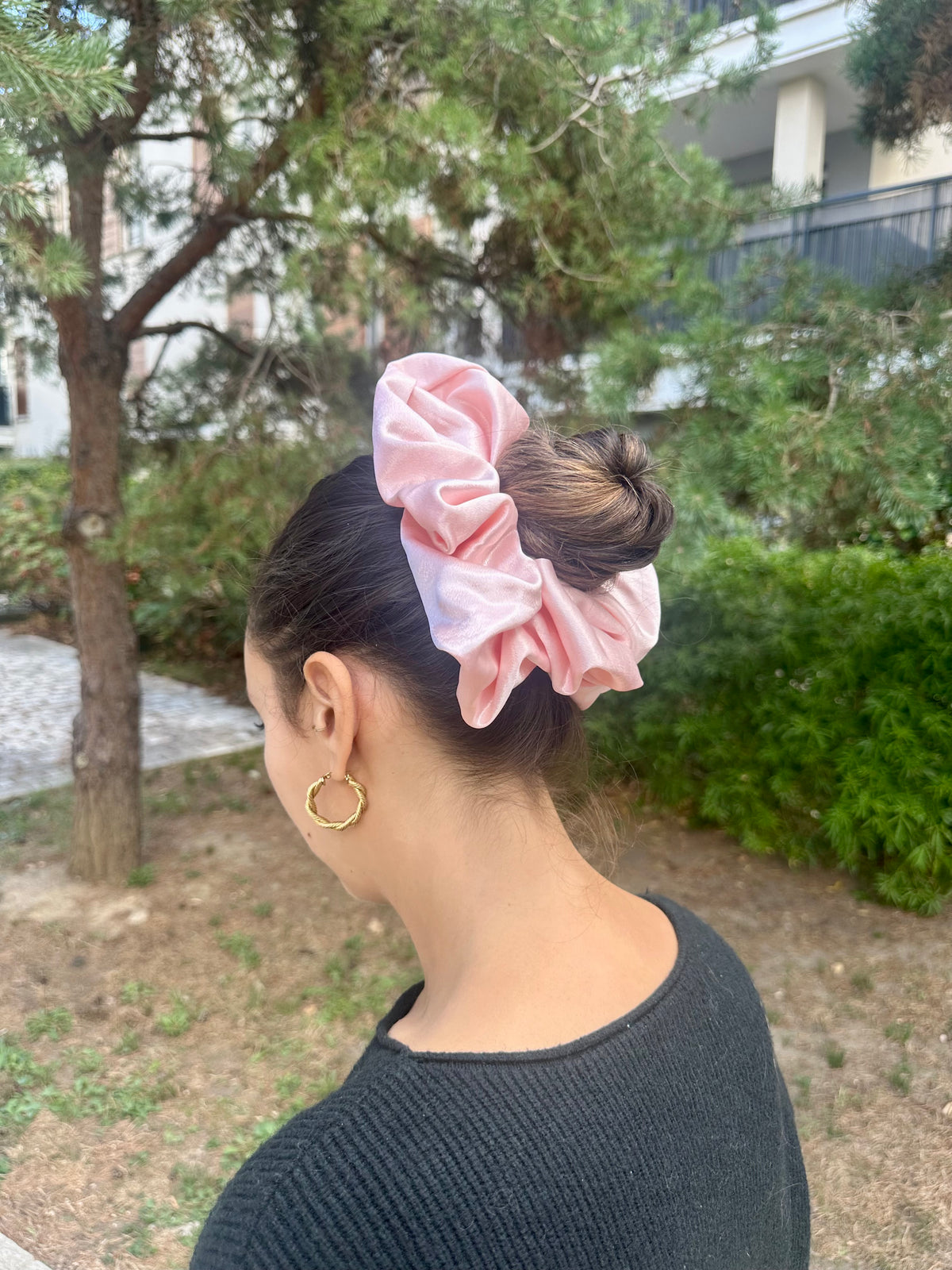Chouchou satin baby pink XXL