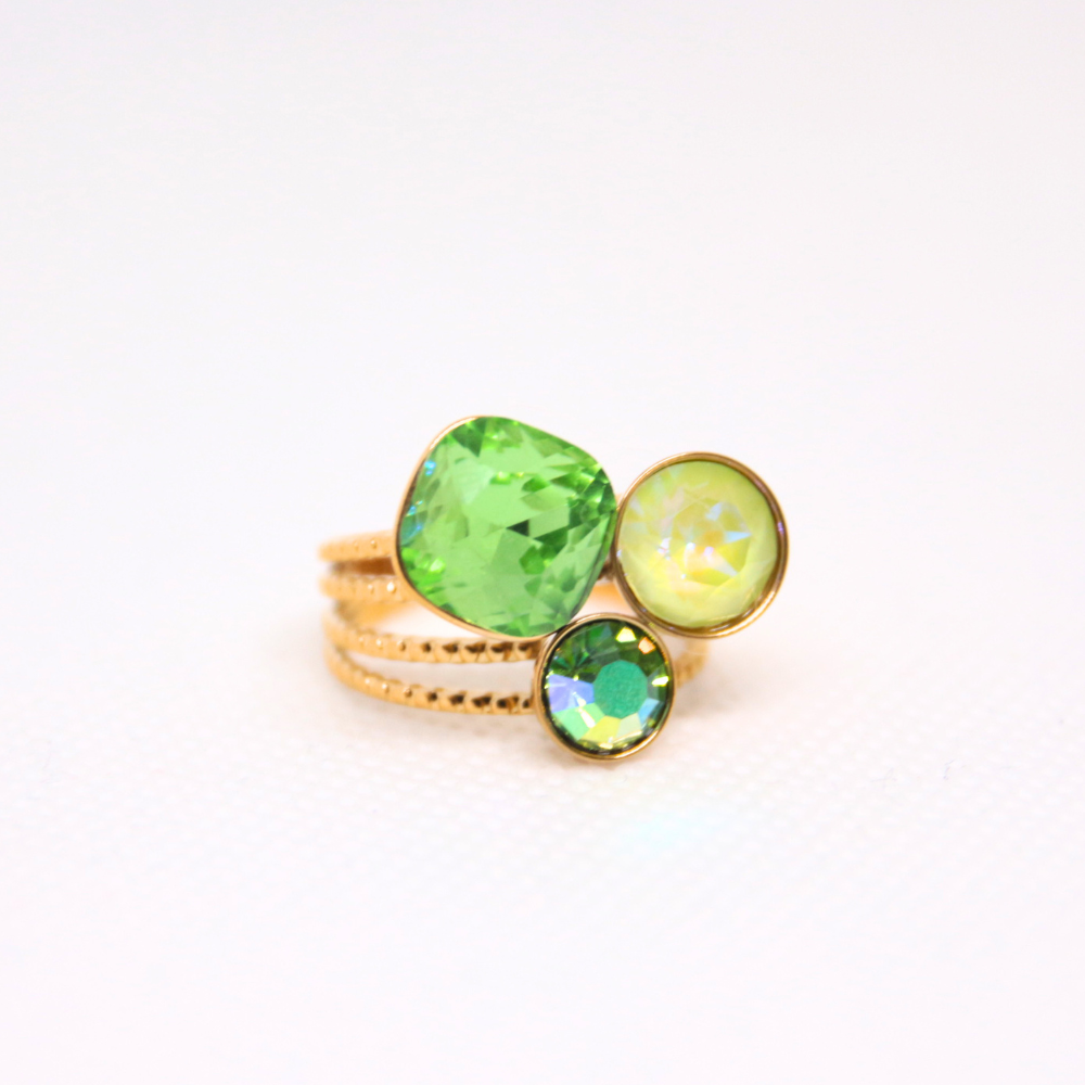 Bague cristaux vert pomme - LAYA