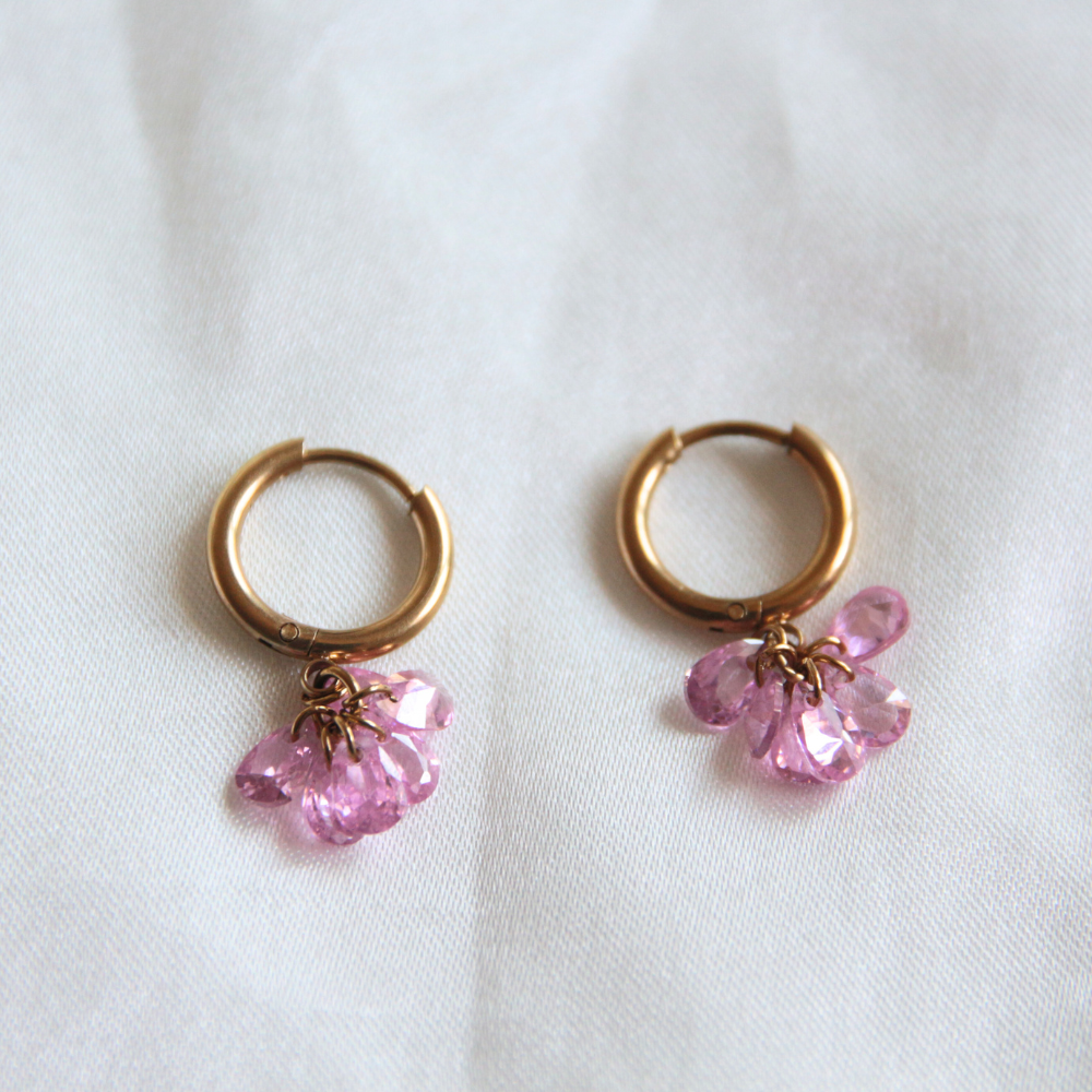Boucles d'oreilles pétales rose - PINKY