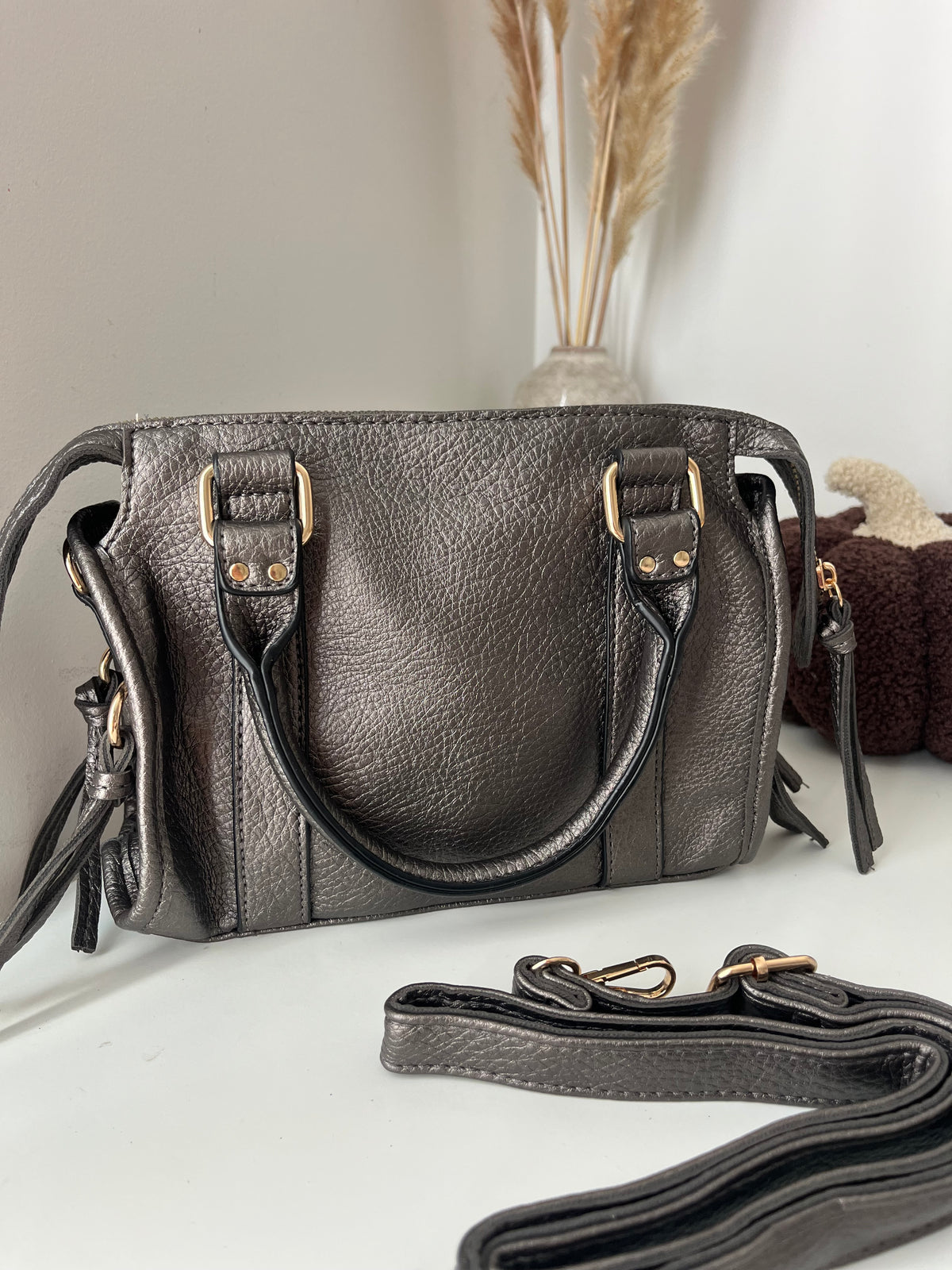 Sac bandoulière gris métallisé - NAYA