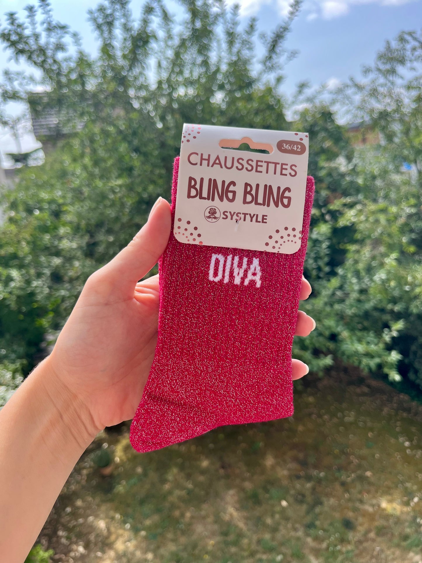 Chaussette paillettes rouge - DIVA