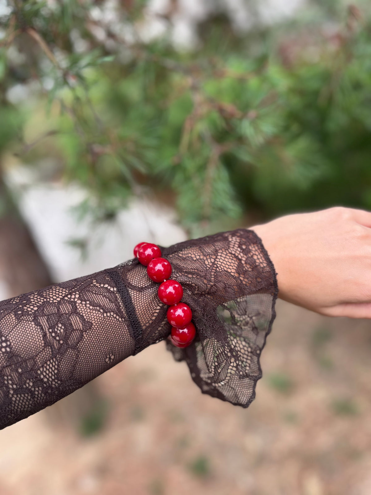 Bracelet grosses perles - ROUGE