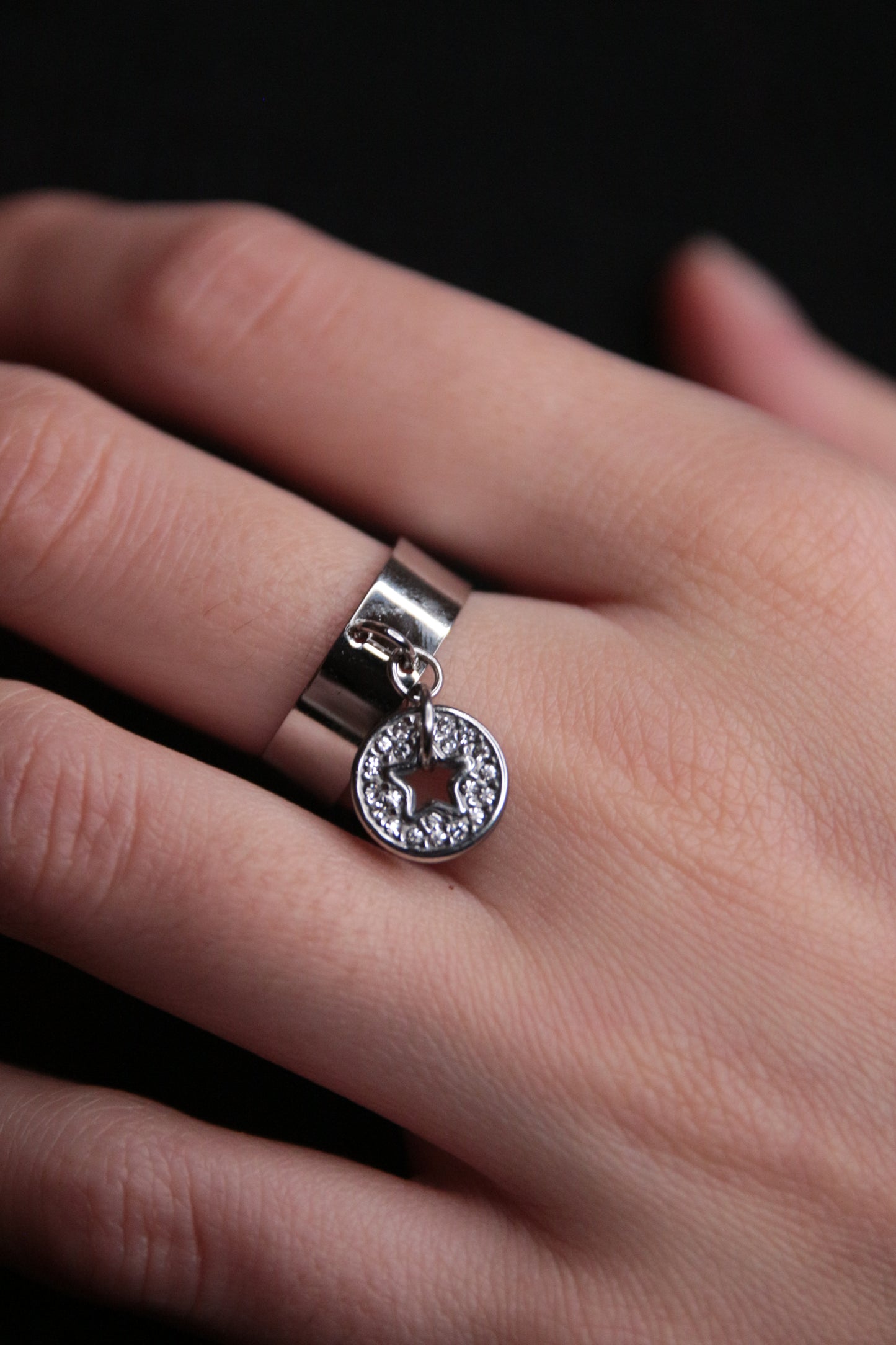 Bague breloque étoile strass