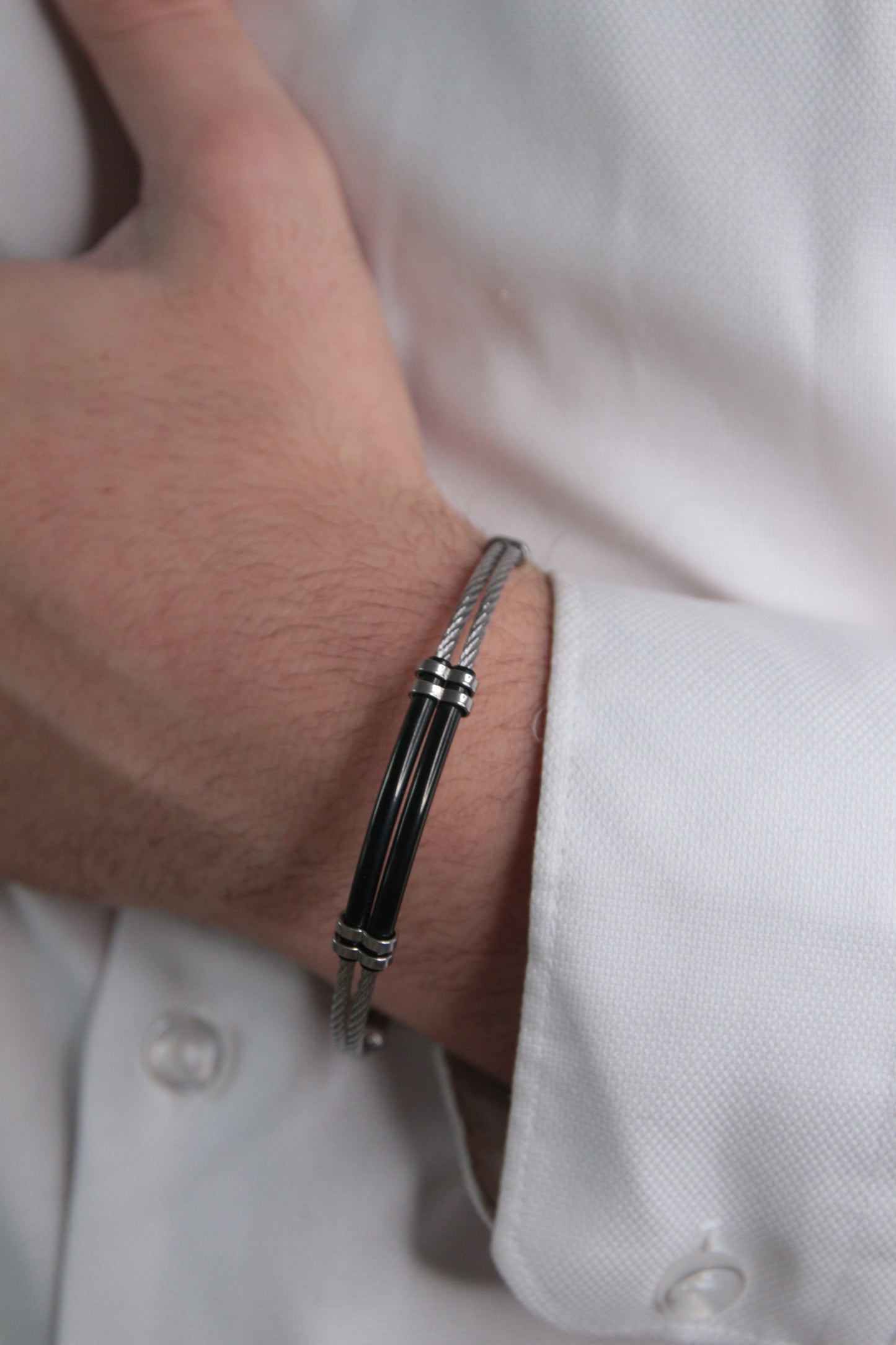 Bracelet cordon acier homme - EDOUARD