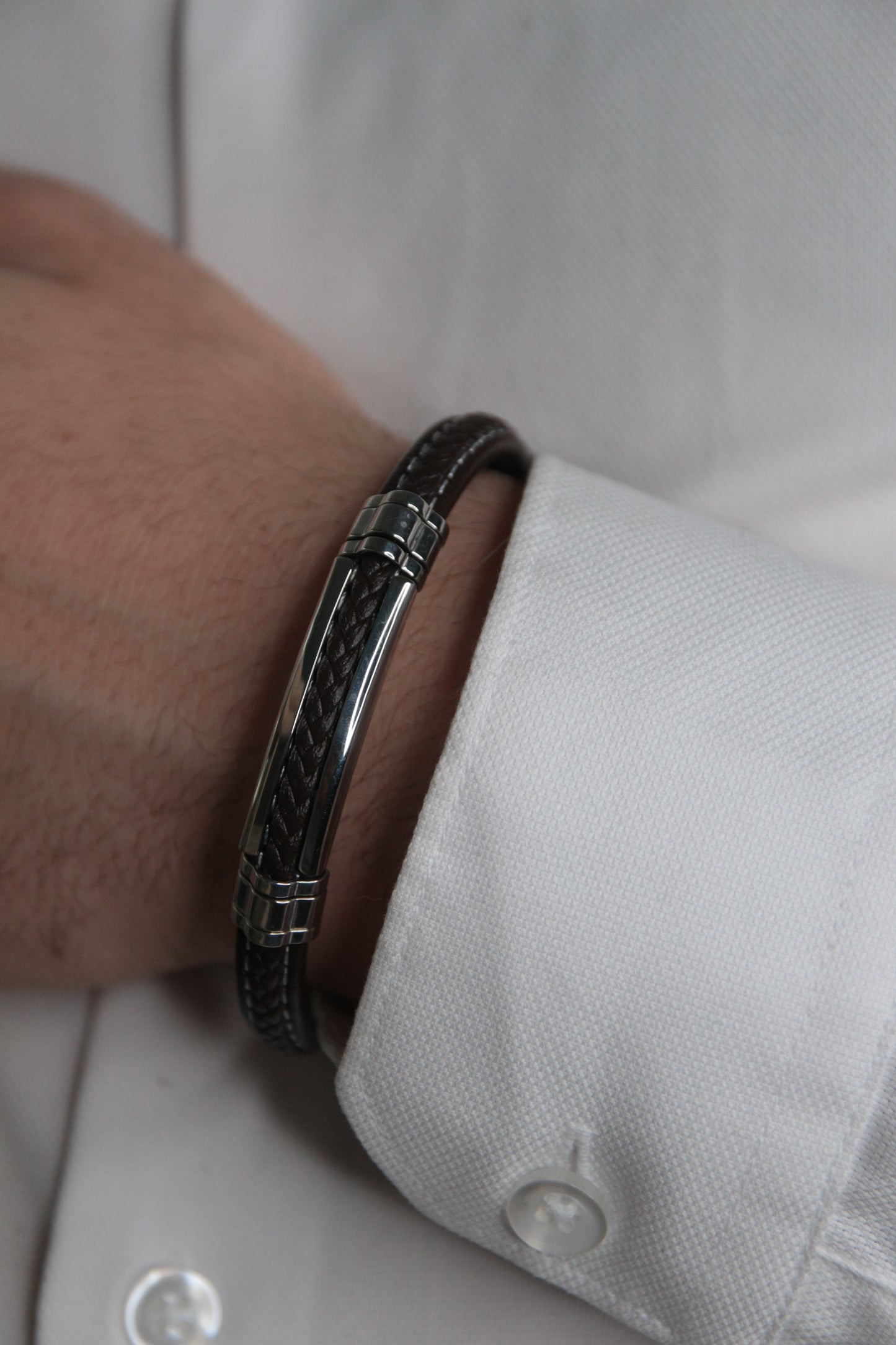Bracelet cuir homme marron - JAMES