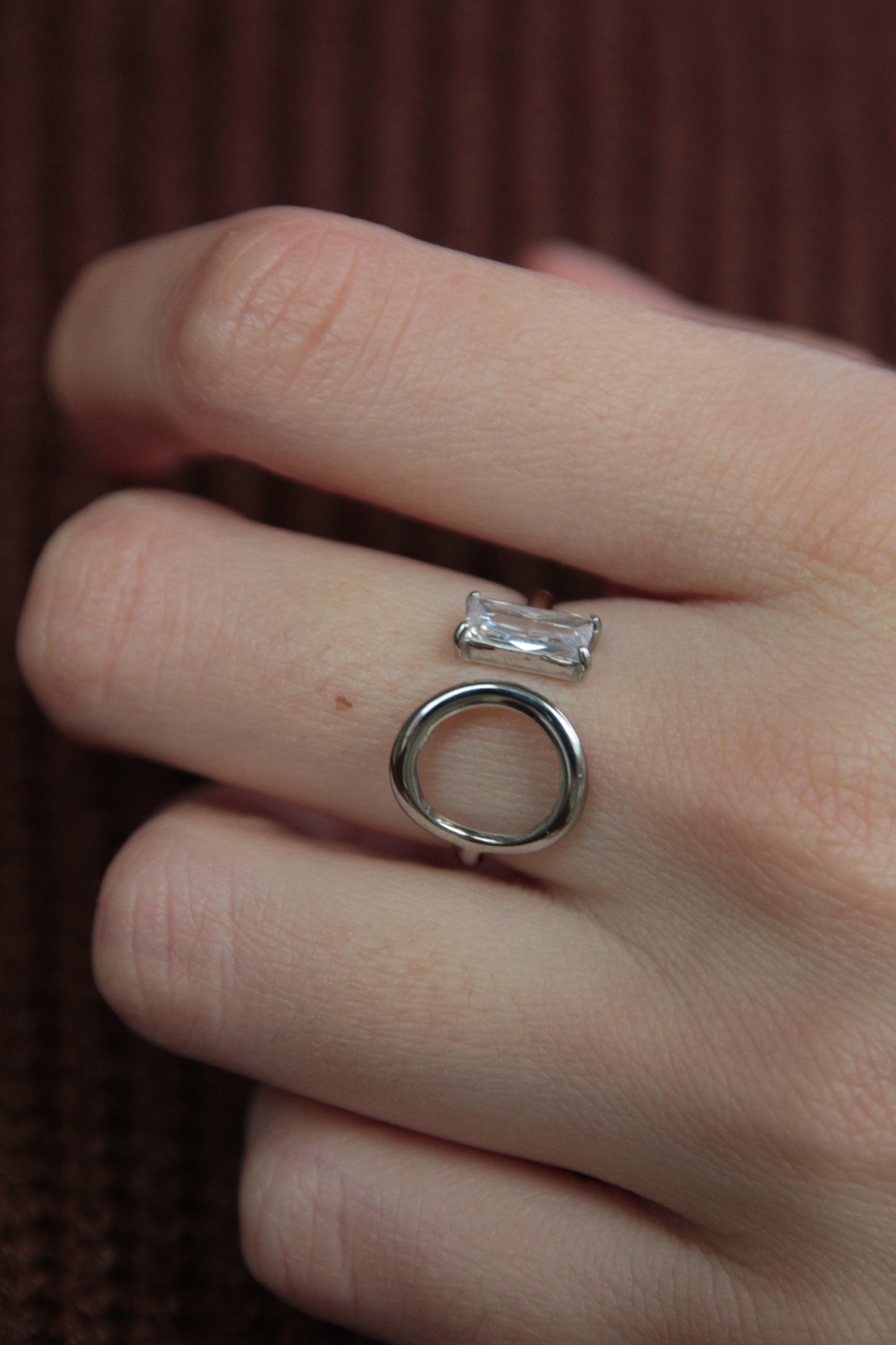 Bague ouverte strass argentée - OPHELIE