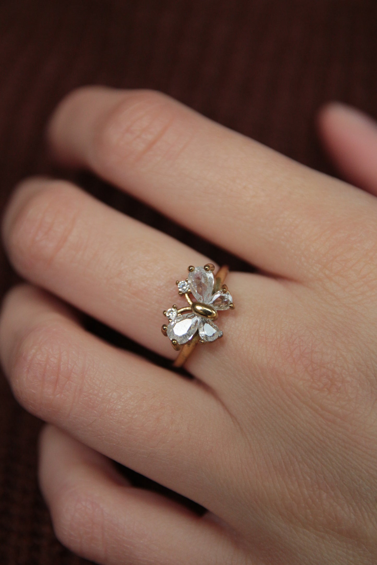 Bague papillon scintillant