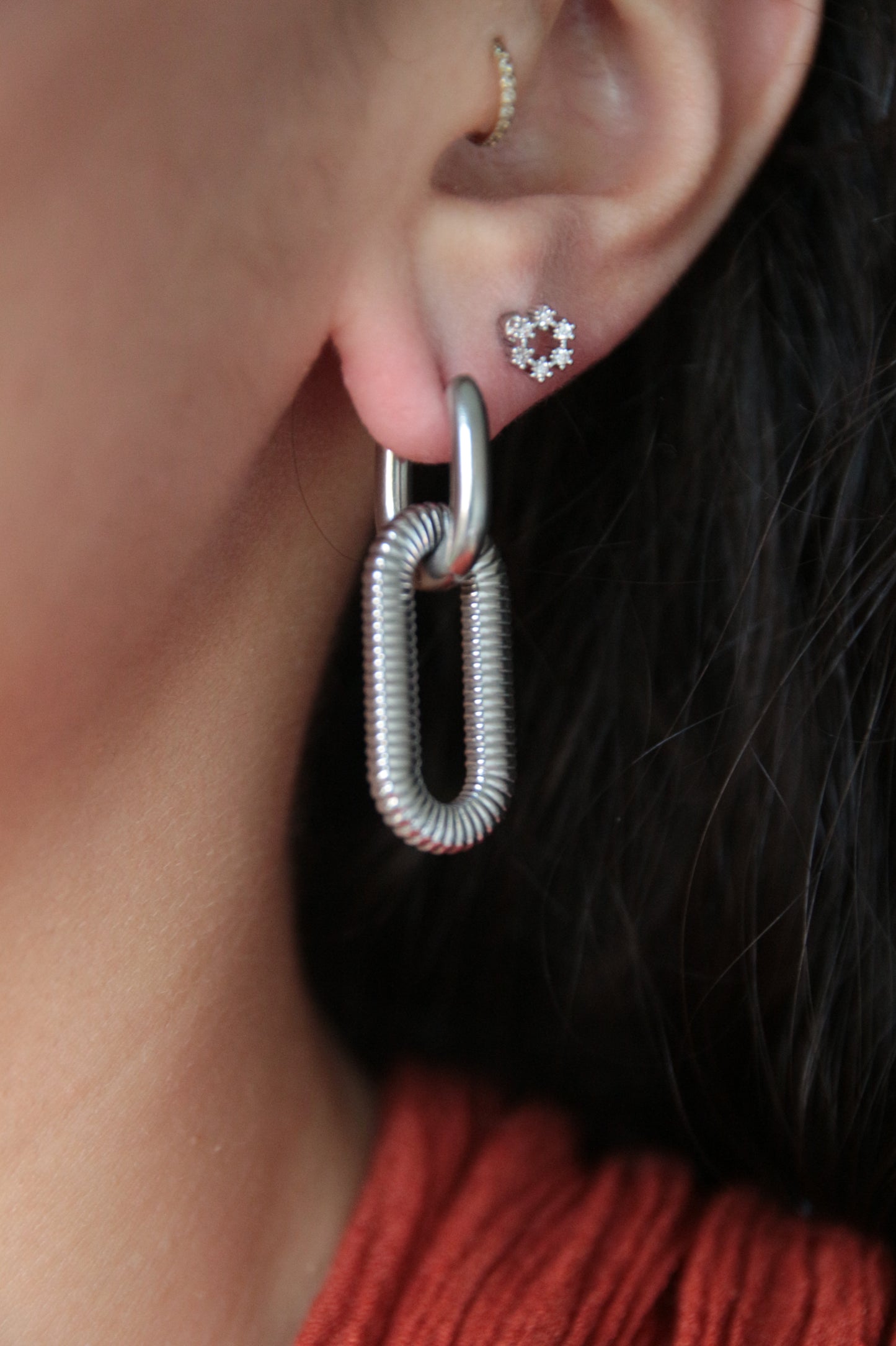 Boucles d'oreilles chaîne argentée - JULIETTE