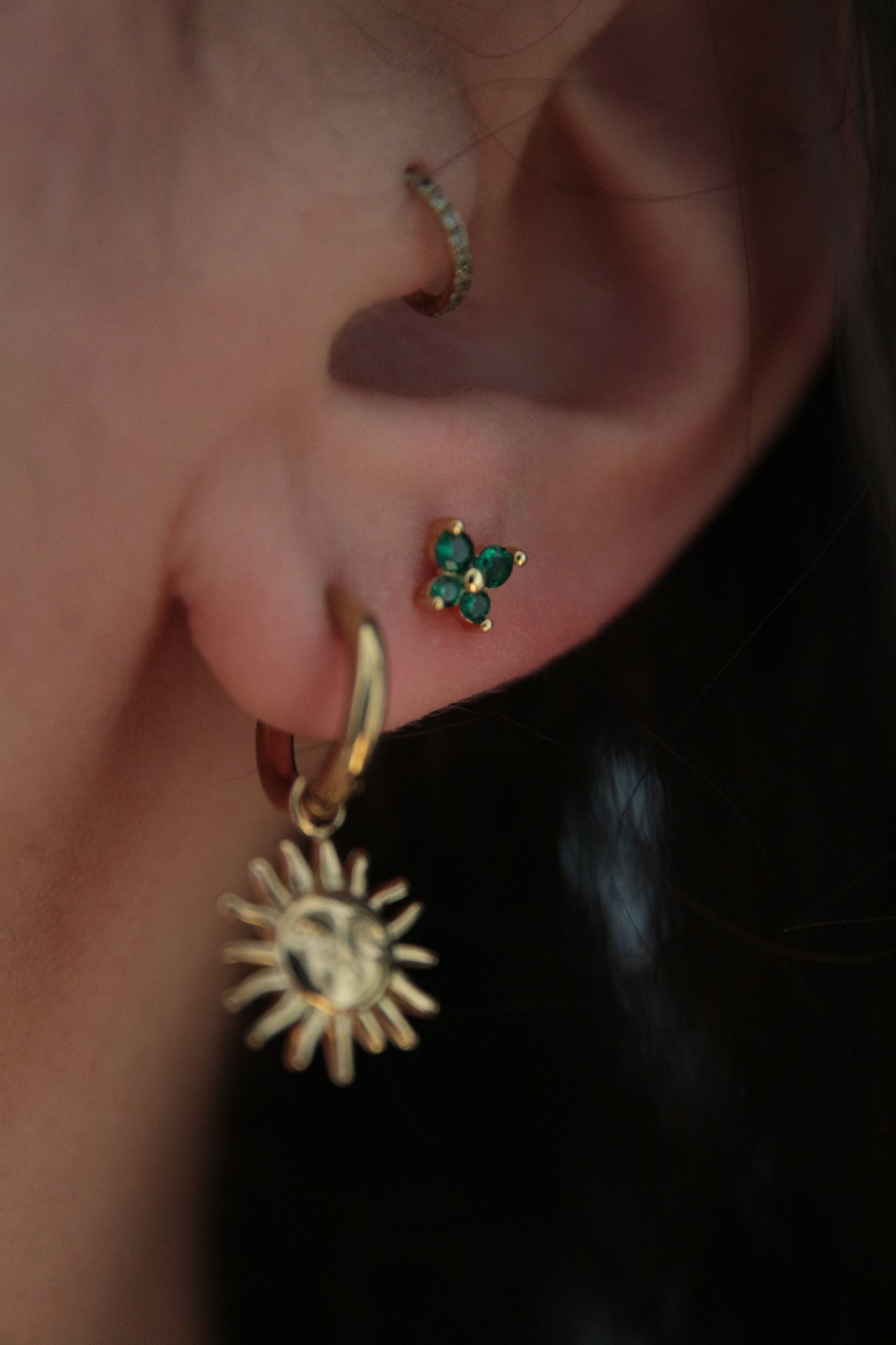 Piercing papillon vert émeraude (petit)