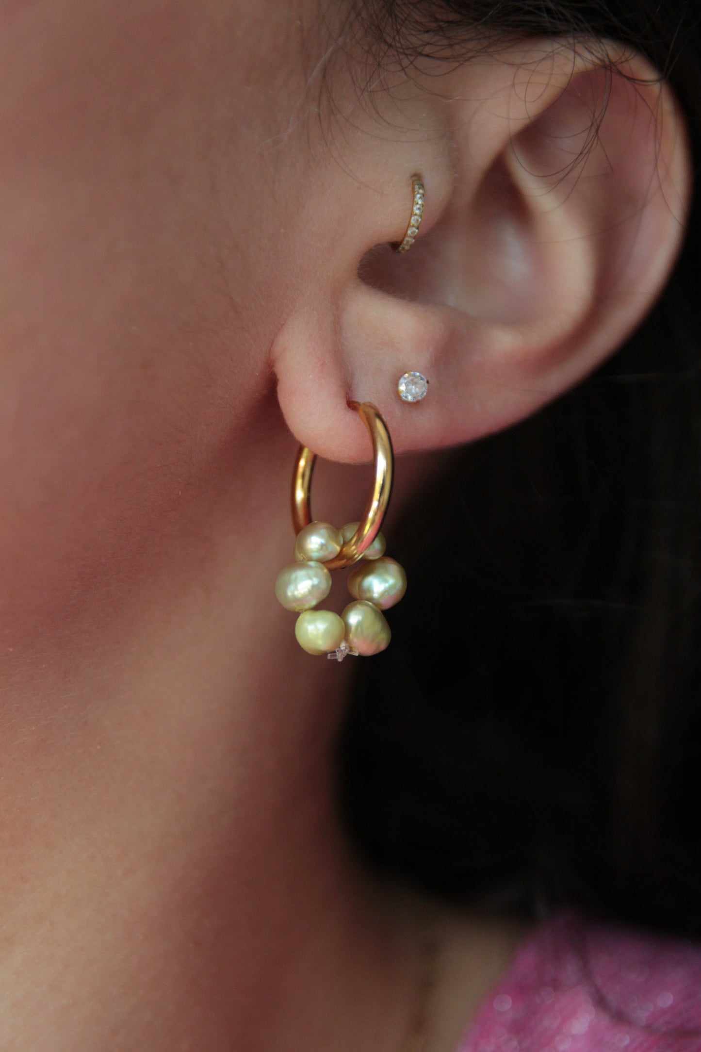 Boucles d'oreilles petite fleur perle d'eau douce - PERLA (fait main)