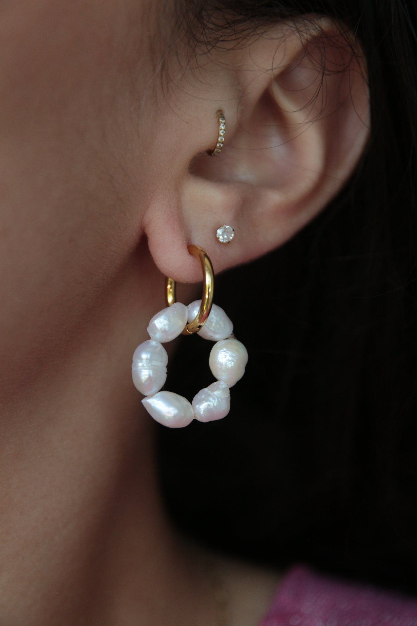 Boucles d'oreilles fleur perle d'eau douce - PERLA (fait main)