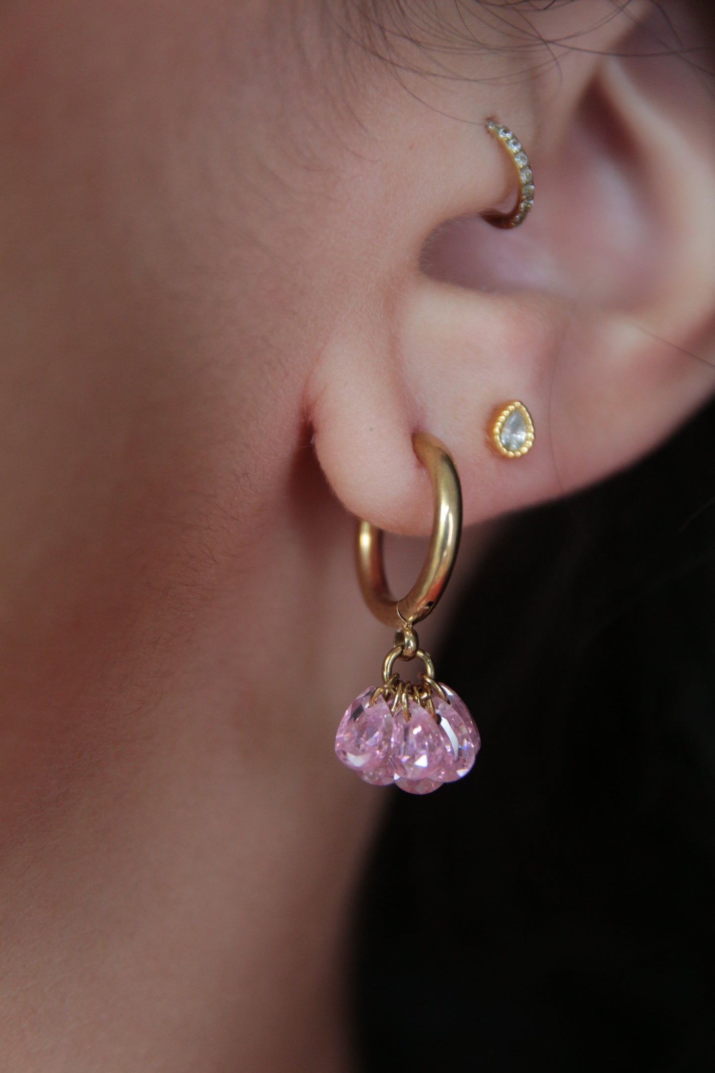 Boucles d'oreilles pétales rose - PINKY