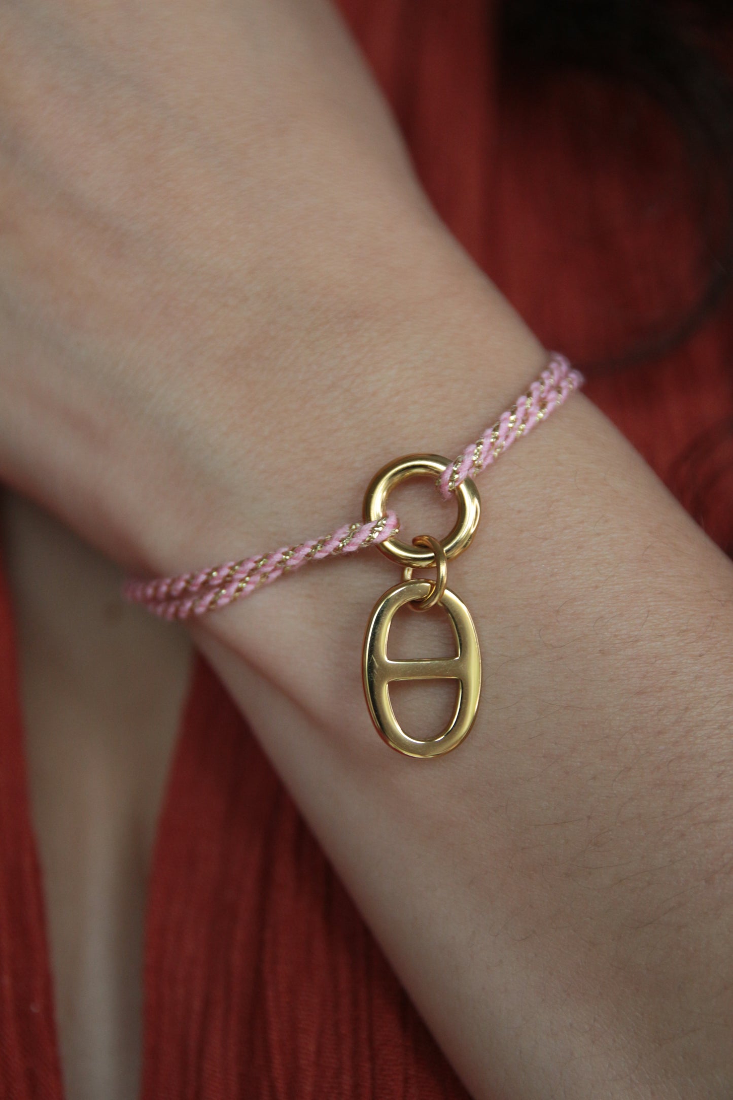 Bracelet cordon maille marine doré