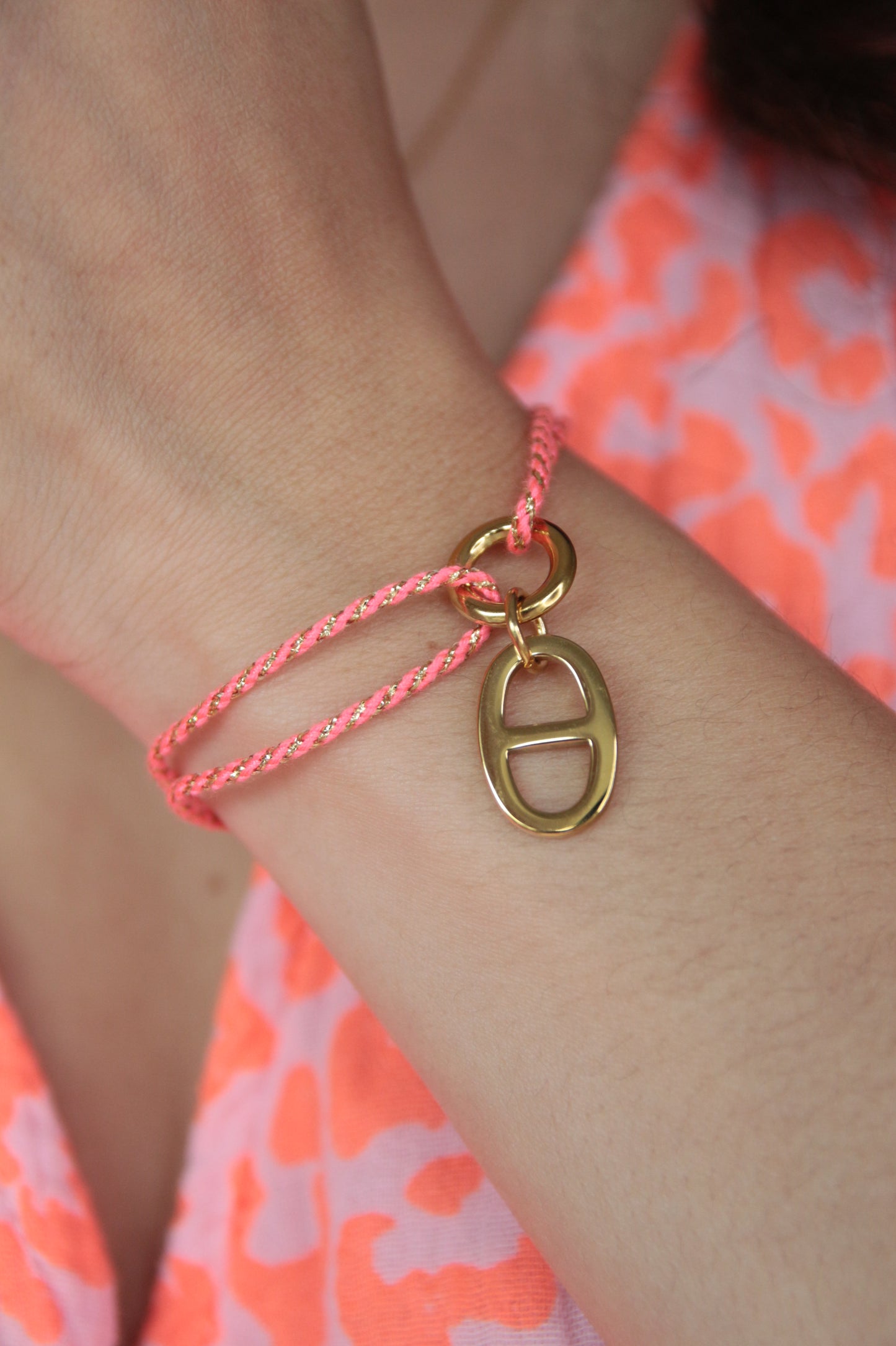 Bracelet cordon maille marine doré