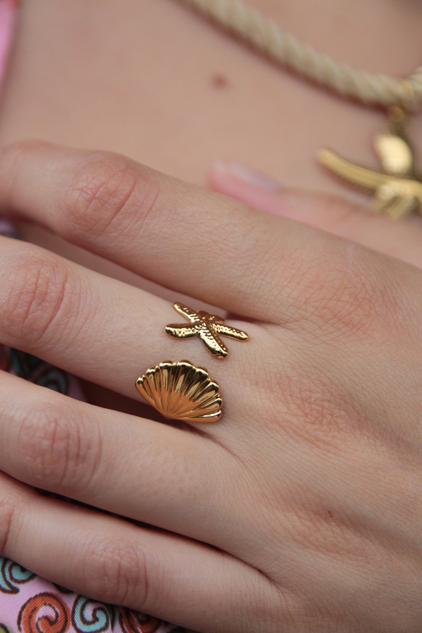 Bague ouverte étoile de mer coquillage - OCEAN
