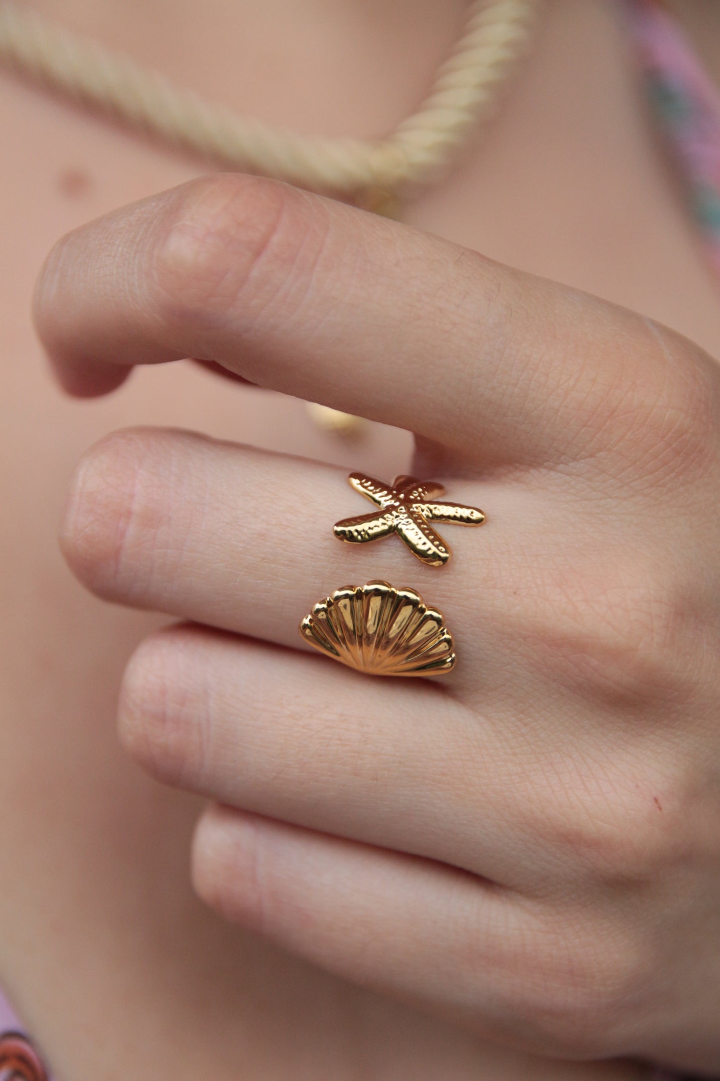 Bague ouverte étoile de mer coquillage - OCEAN