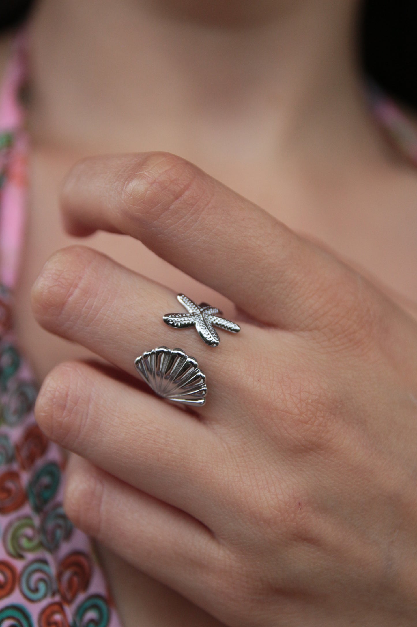 Bague ouverte étoile de mer coquillage - OCEAN