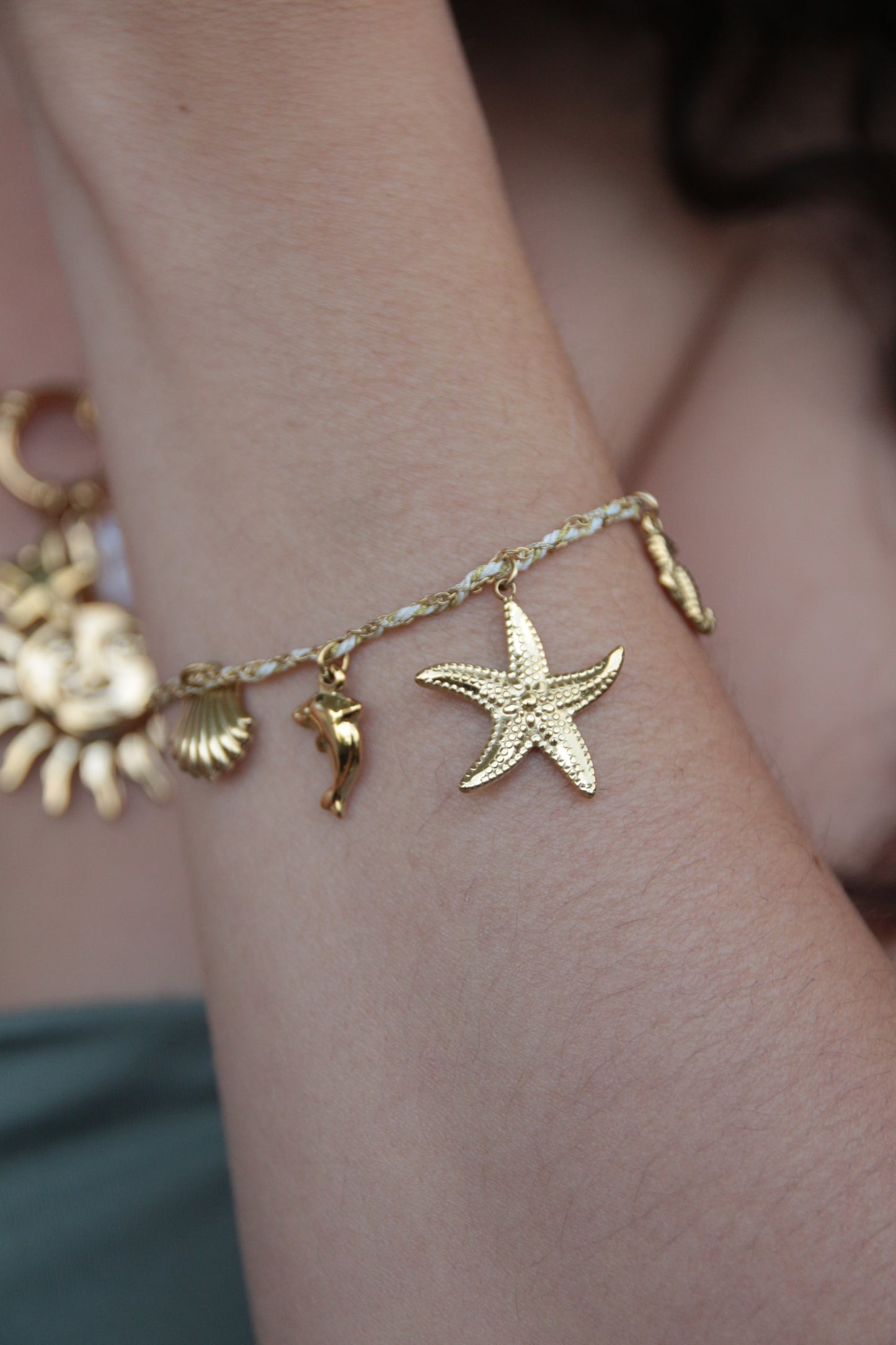 Bracelet cordon beige doré - IBIZA
