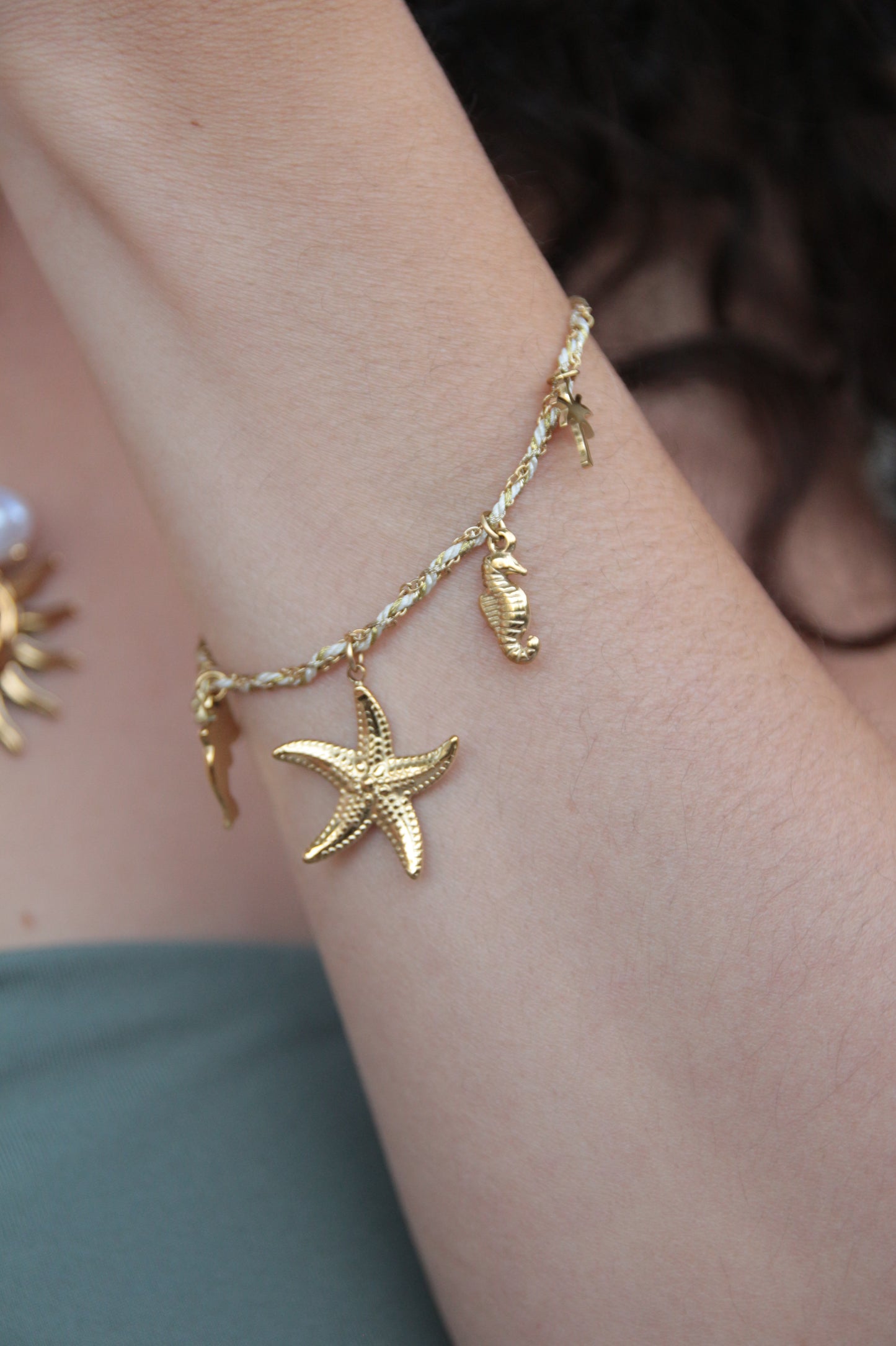 Bracelet cordon beige doré - IBIZA