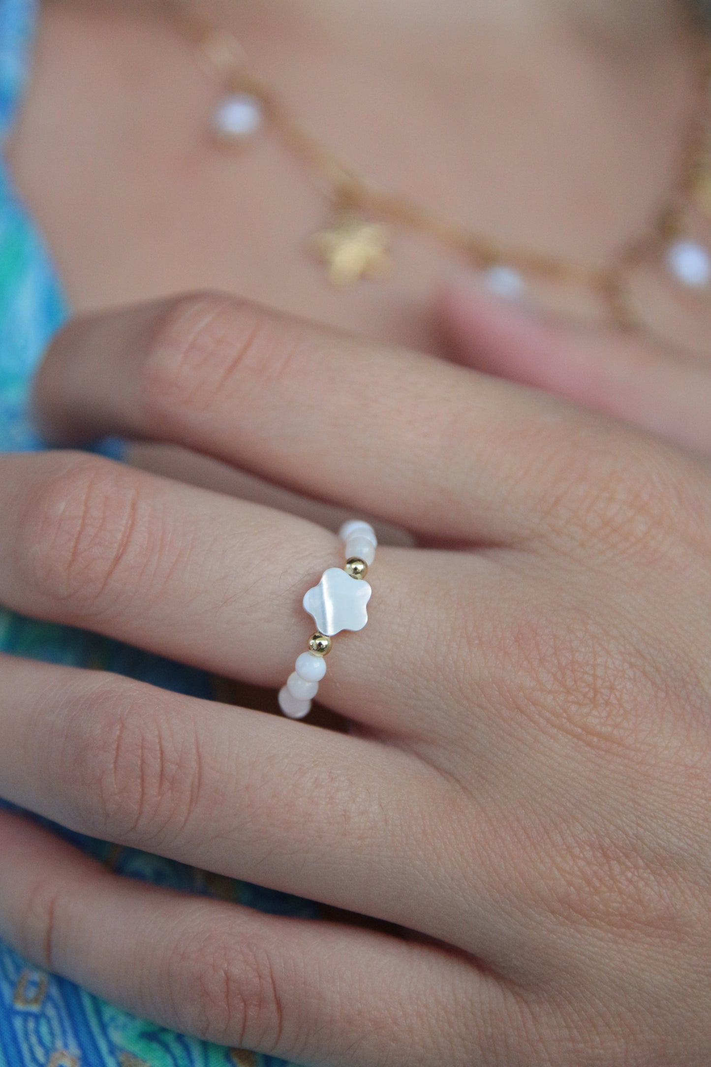 Bague perles coréennes blanches