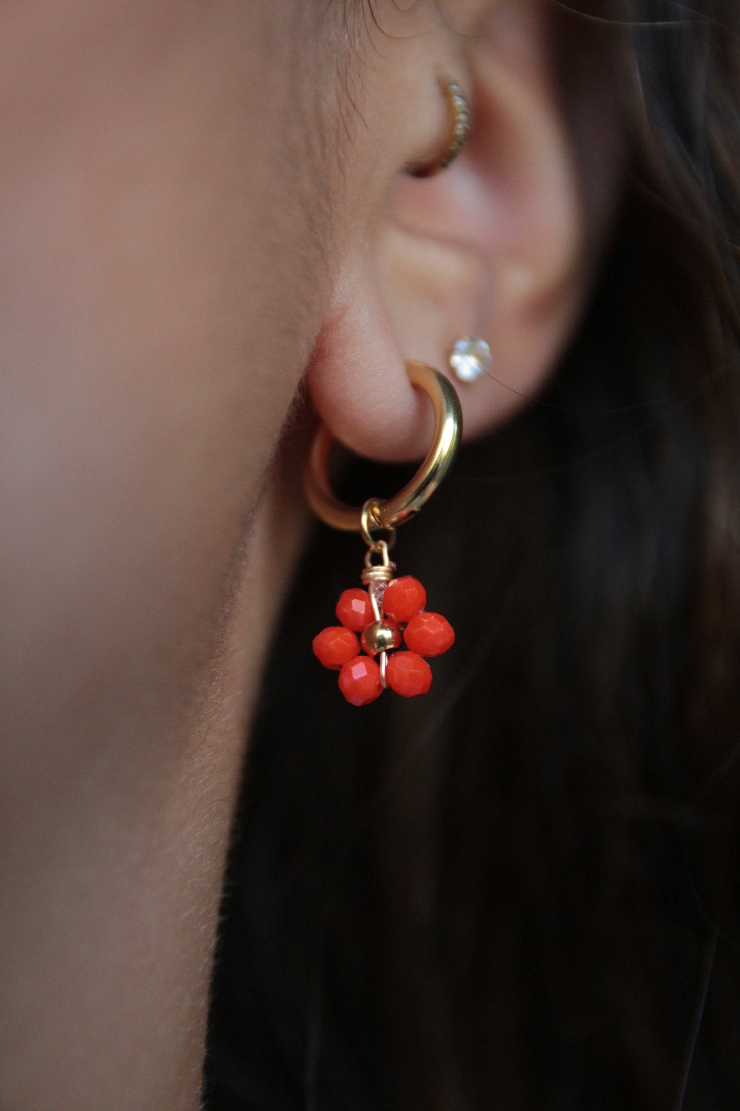 Boucles d'oreilles fleurs perles - MARGUERITE