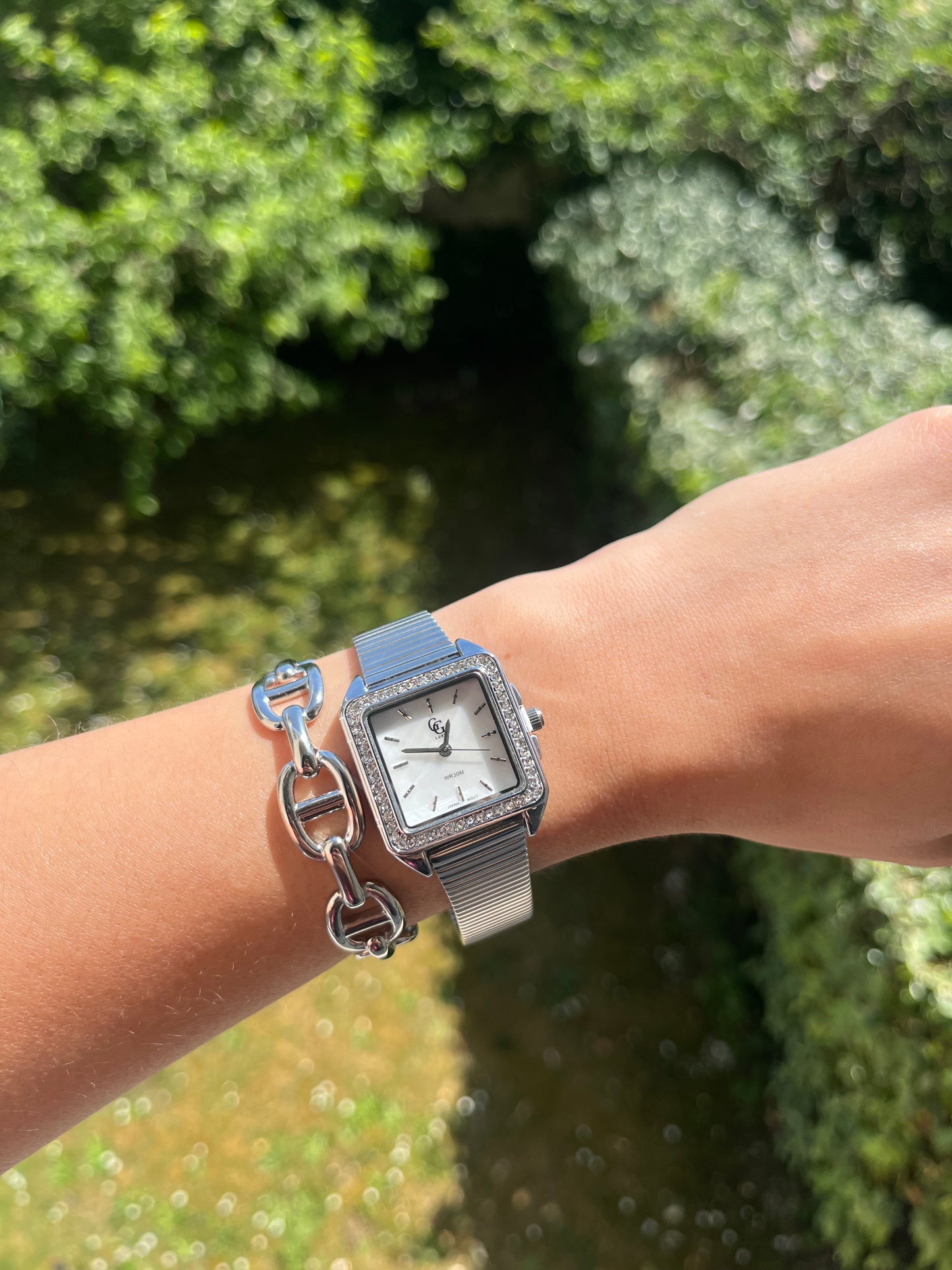 Montre argentée femme carrée - MINA